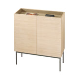 Luc 100 Cabinet: Glass Top + White Stained Oak + Taupe