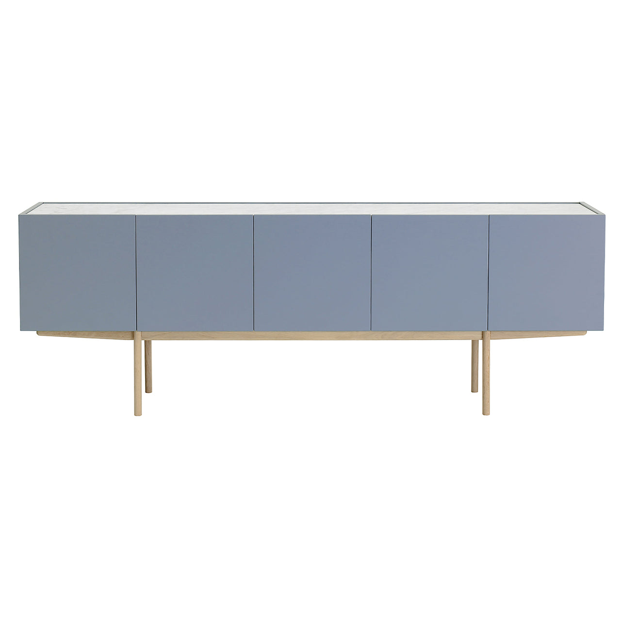 Luc Deluxe 200: Marble Top + Carrara Marble + Nordic Blue + Natural Oak