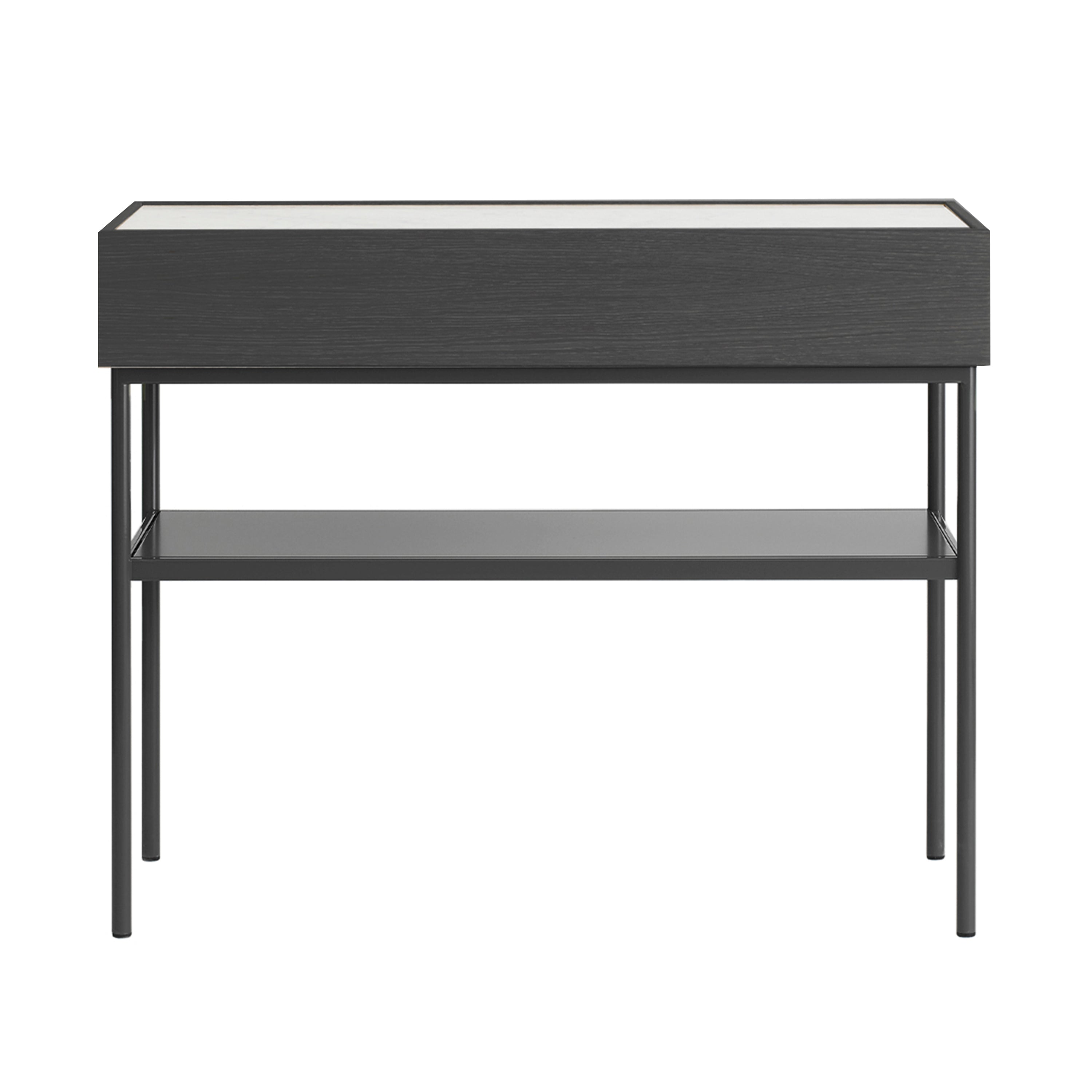 Luc Console 100 Oak: Marble Top + Carrara Marble + Char Grey Lacquered Oak + Char Grey