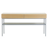 Luc Console Oak 160: Marble Top + Carrara Marble + Natural Oak + Nordic Blue