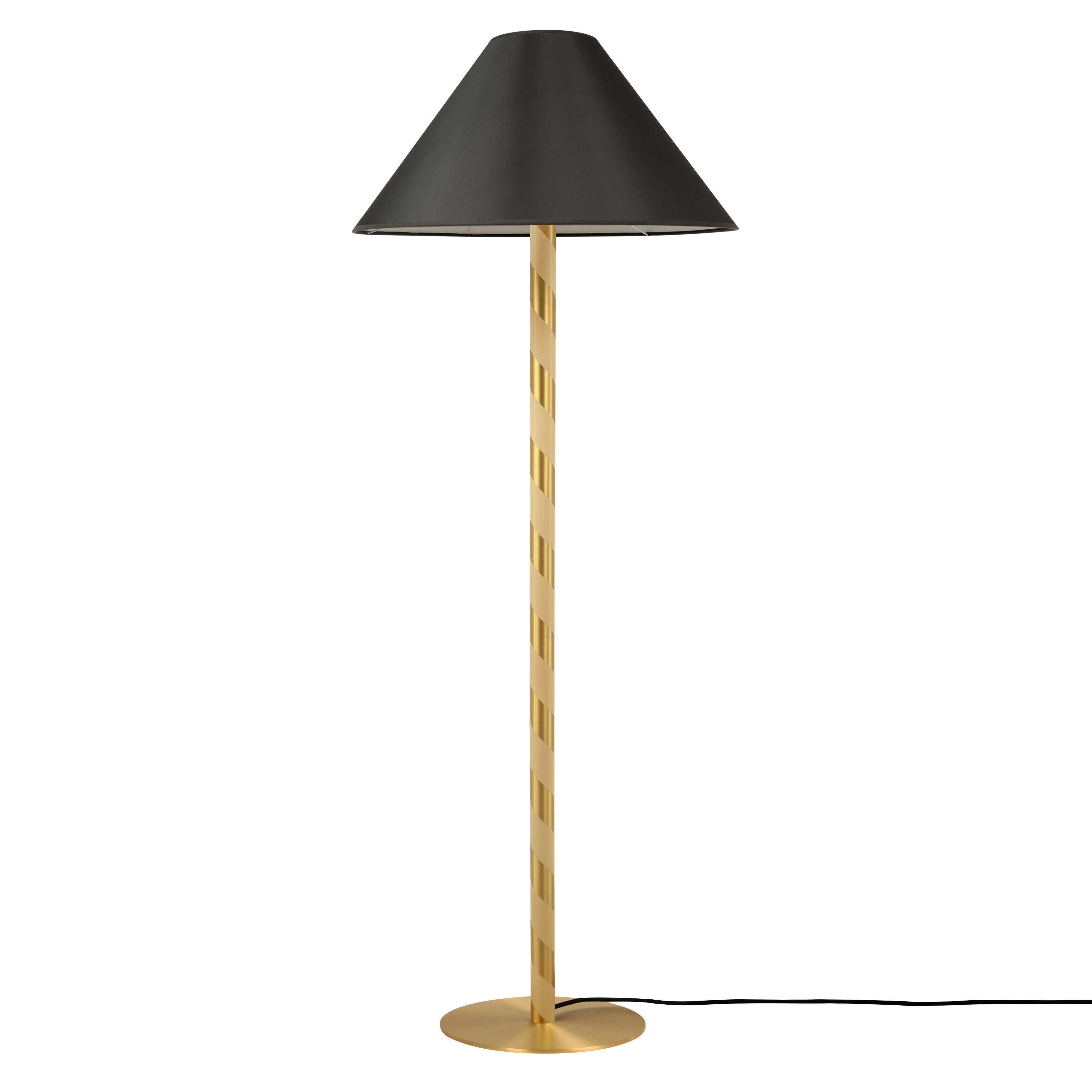 Candy Floor Lamp: Satin Brass + Black Chinette