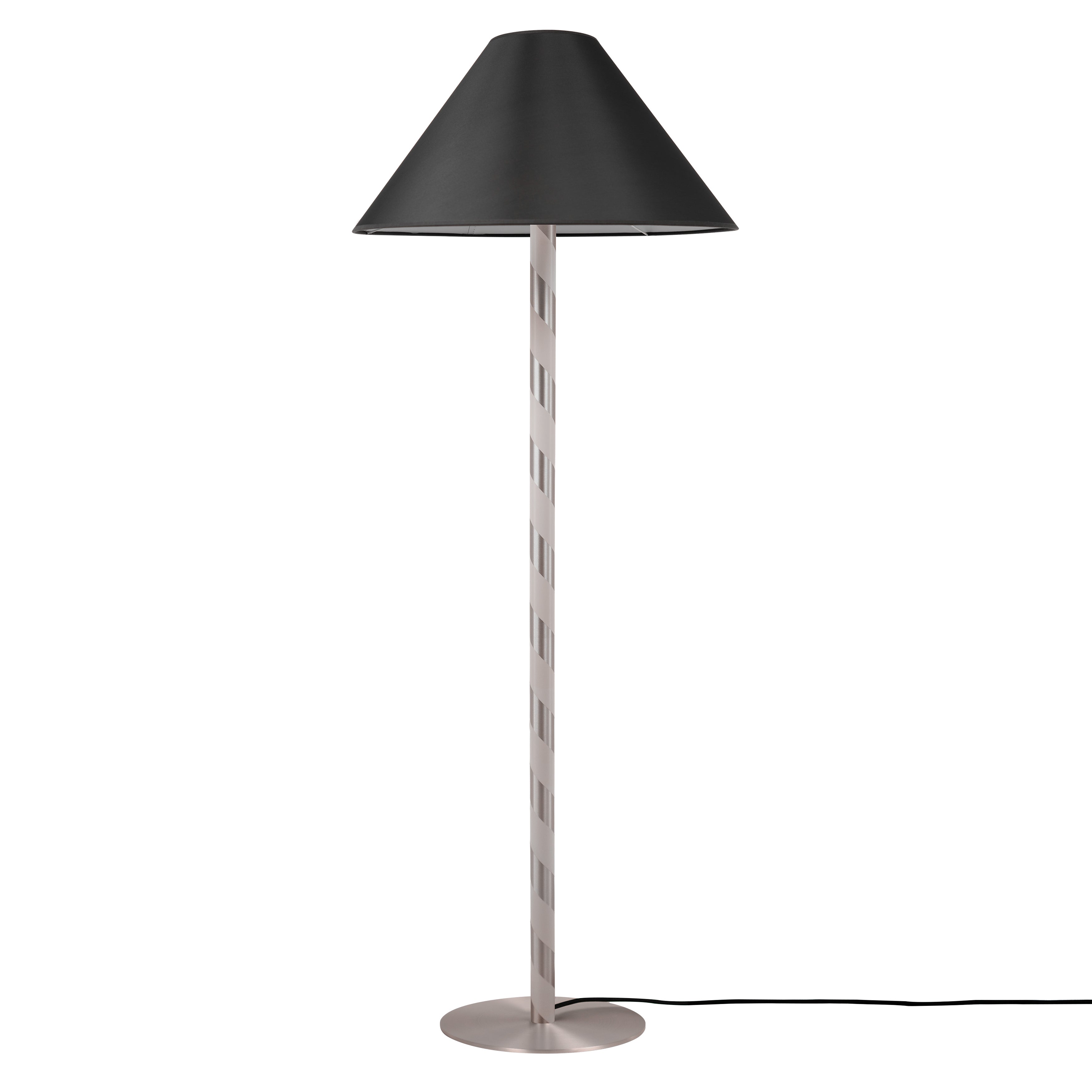 Candy Floor Lamp: Satin Nickel + Black Chinette