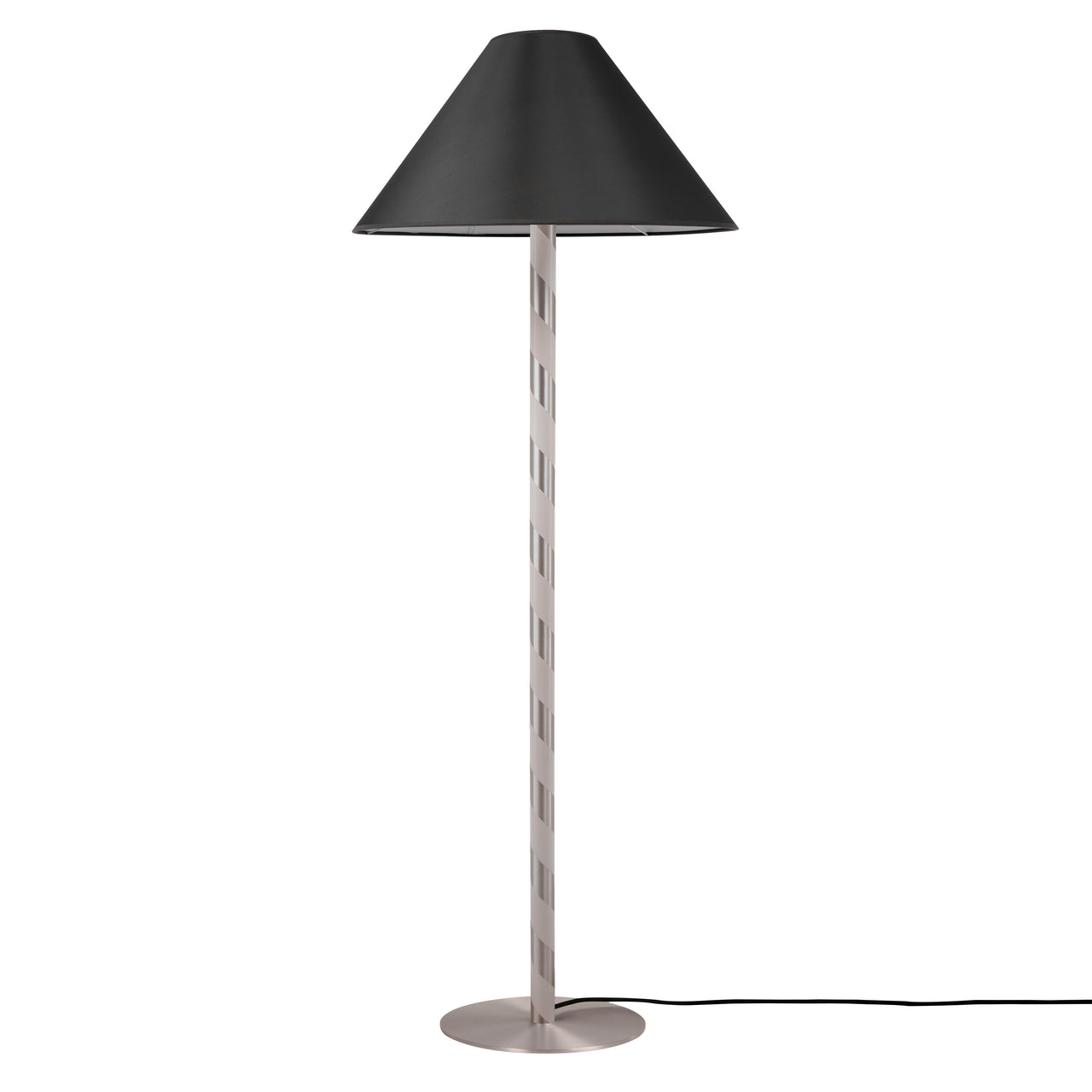 Candy Floor Lamp: Satin Nickel + Black Chinette