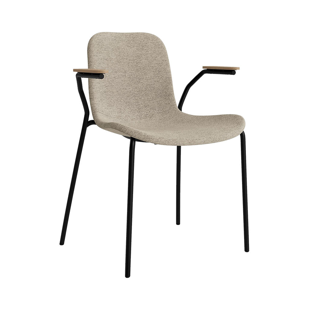 Langue Chair with Armrest: Upholstered + Natural Oak