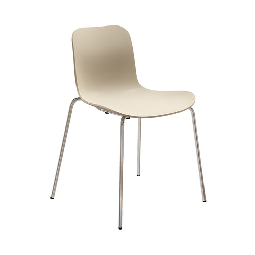 Langue Stacking Chair: Chrome + Ecru
