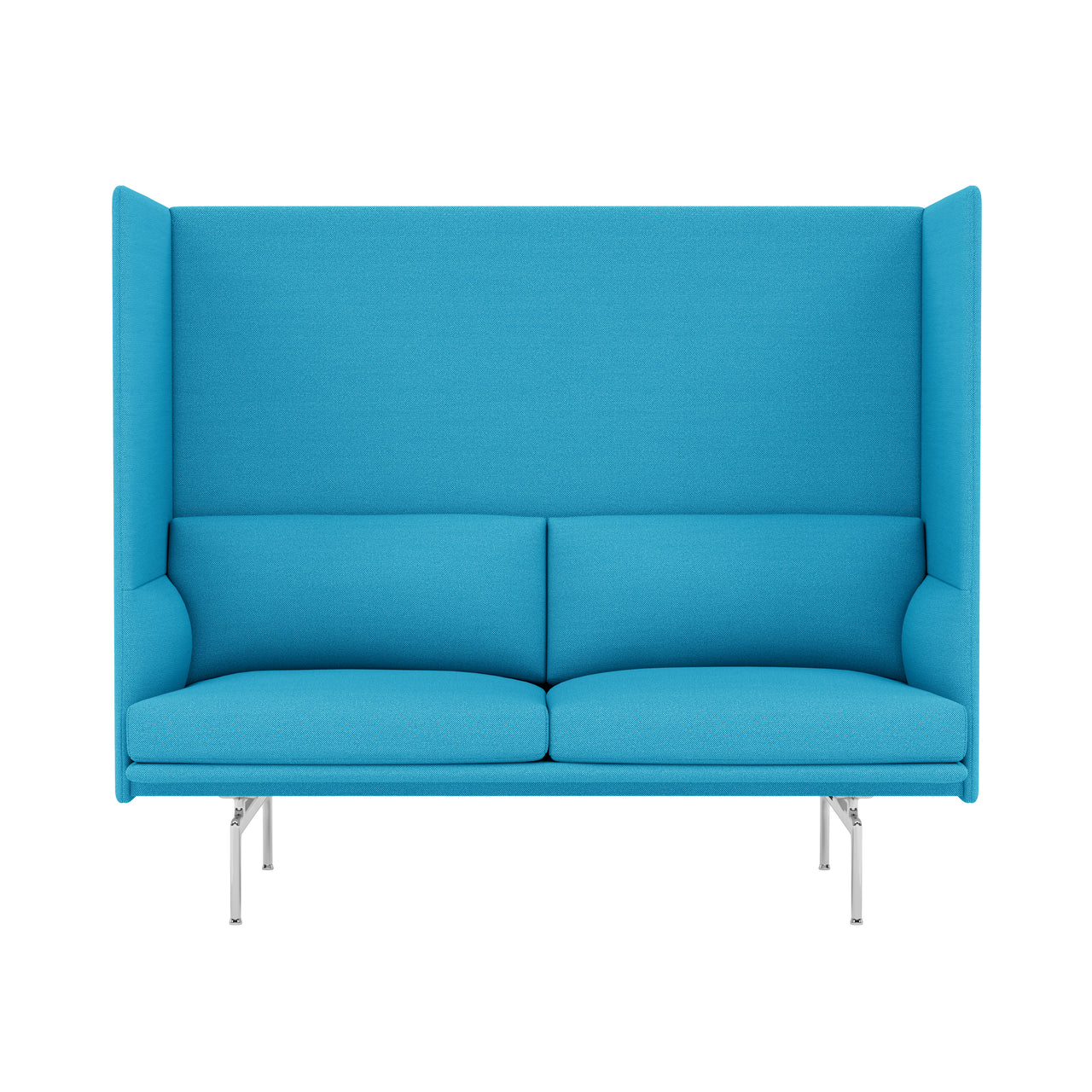 Outline Highback 2-Seater Sofa: Large + High + Polished Aluminum