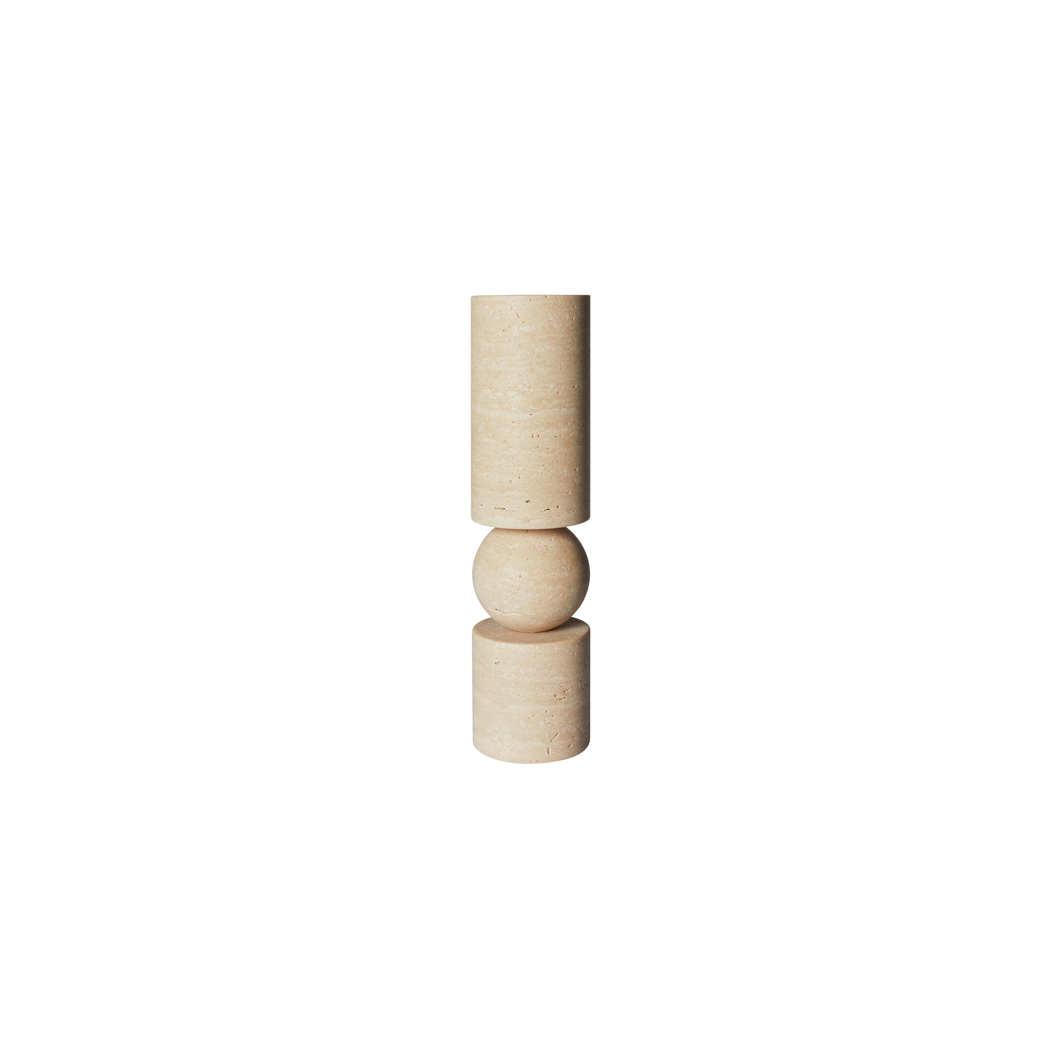 Fulcrum Candlestick: Travertine + Small - 12.2