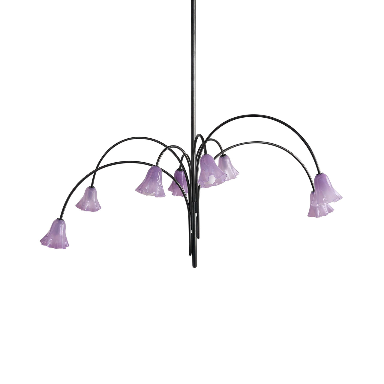 Flora Chandelier: 8 + Lilac + Blackened Brass