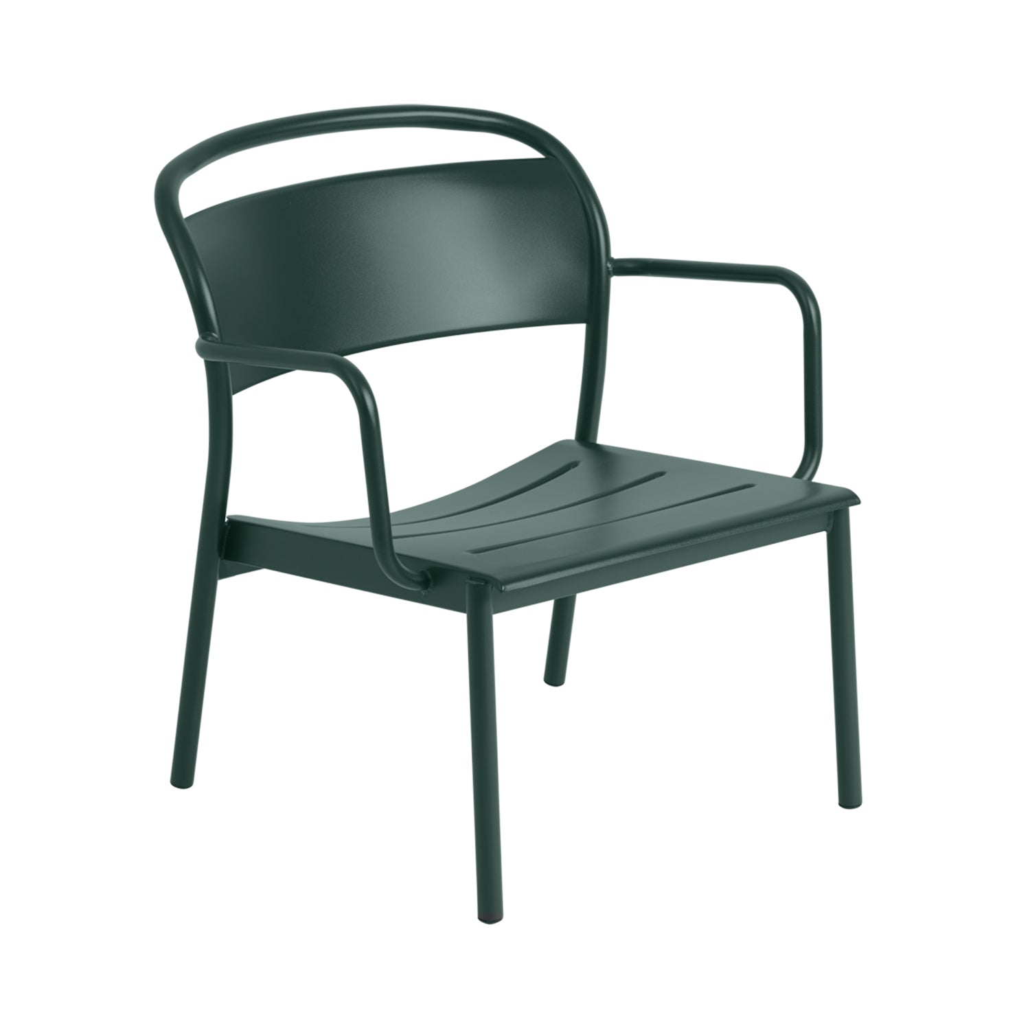 Linear Steel Lounge Armchair: Dark Green + Without Seat Pad