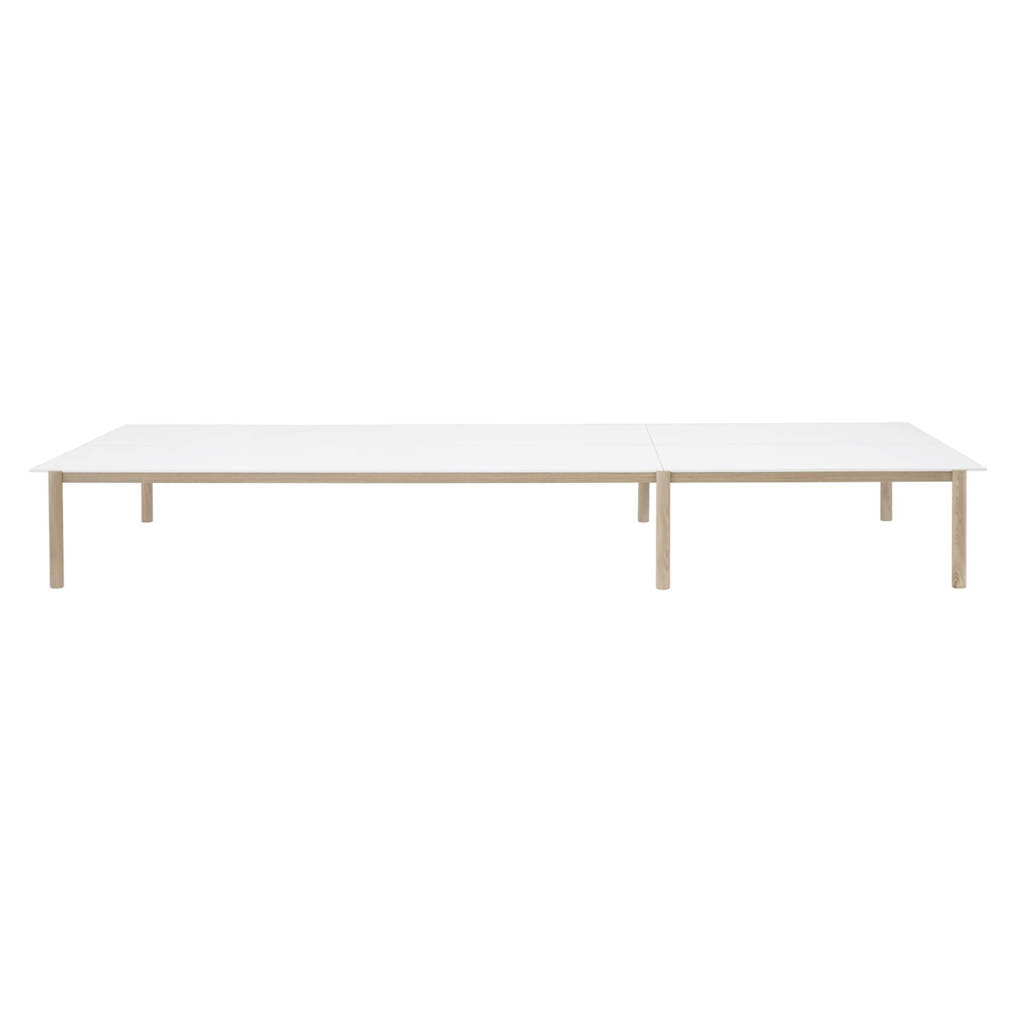 Linear System Modular Table: White Laminate + White ABS + Oak + Configuration 1