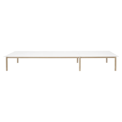 Linear System Modular Table: White Laminate + White ABS + Oak + Configuration 1