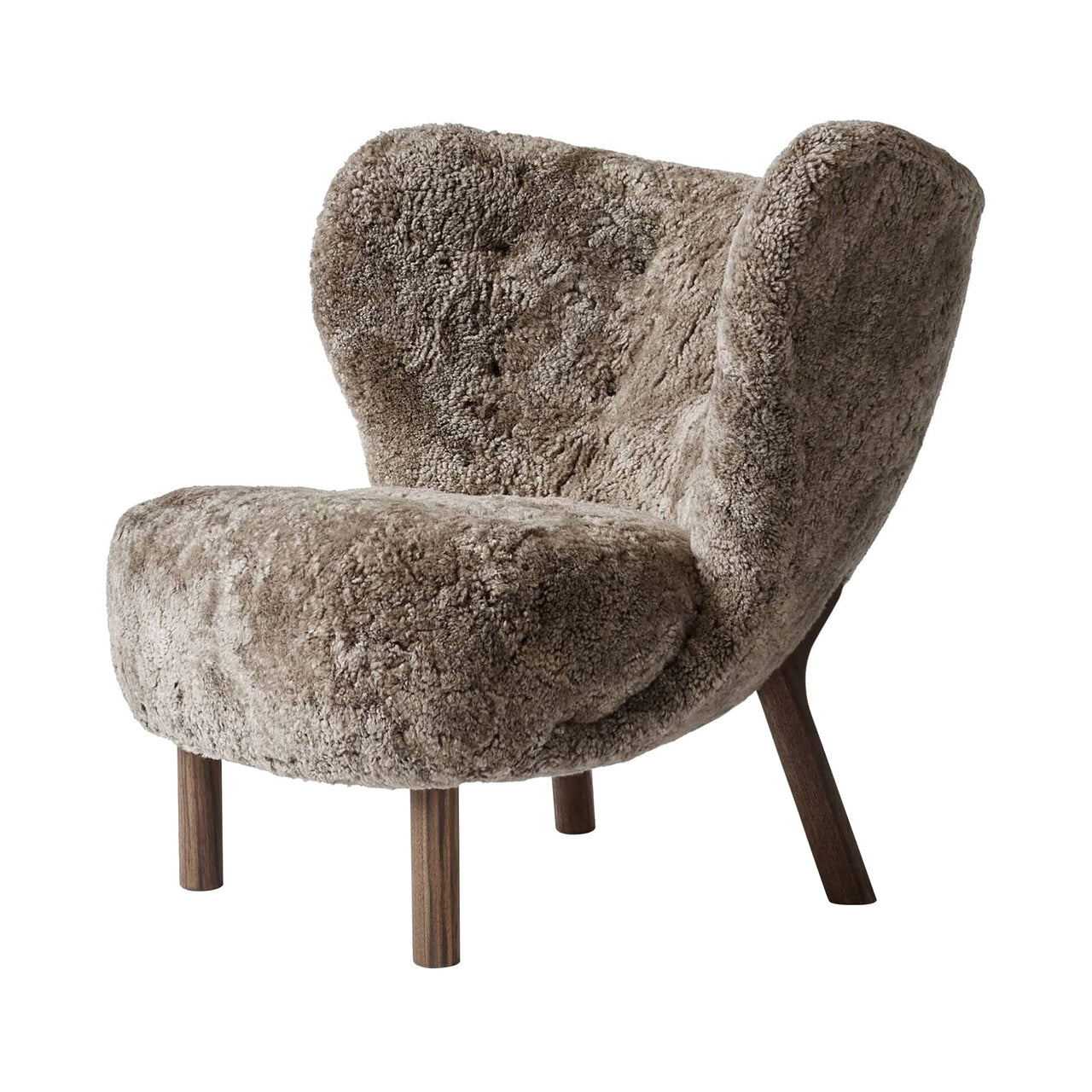 Little Petra Lounge Chair: VB1 + Oiled Walnut + Sheepskin Sahara