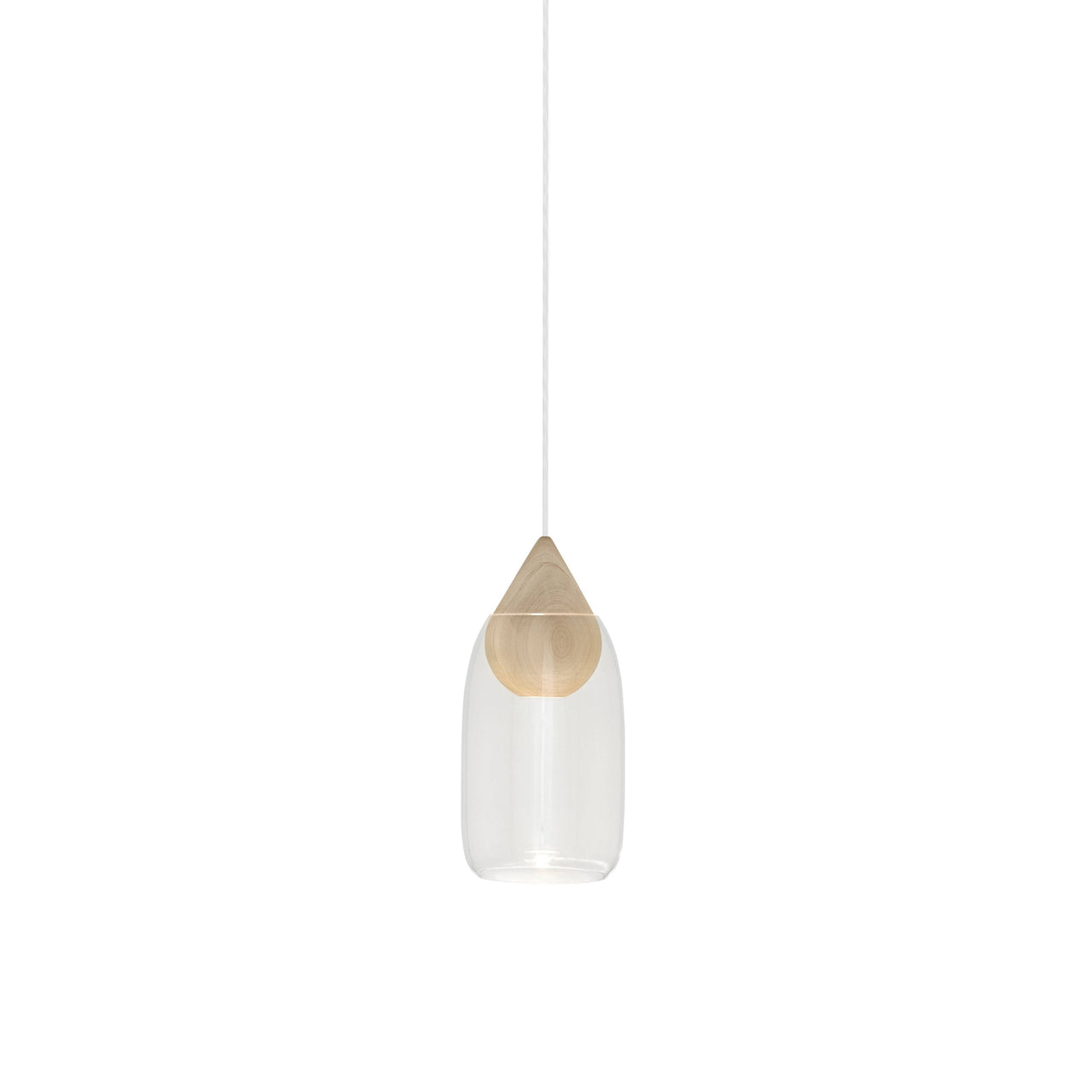 Liuku Pendant Drop Light: Transparent + Natural Matt Lacquered