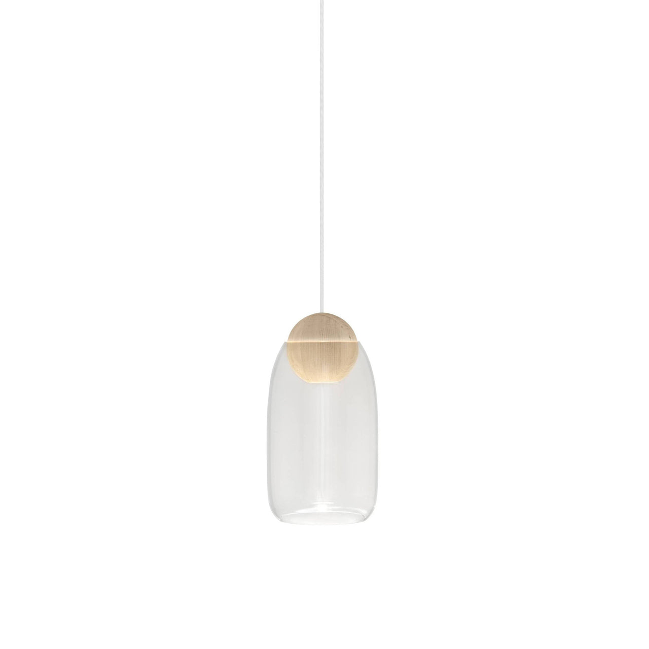 Liuku Pendant Ball Light: Transparent + Natural Matt Lacquered