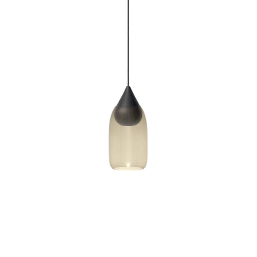 Liuku Pendant Drop Light: Smoked + Black Stained Lacquered
