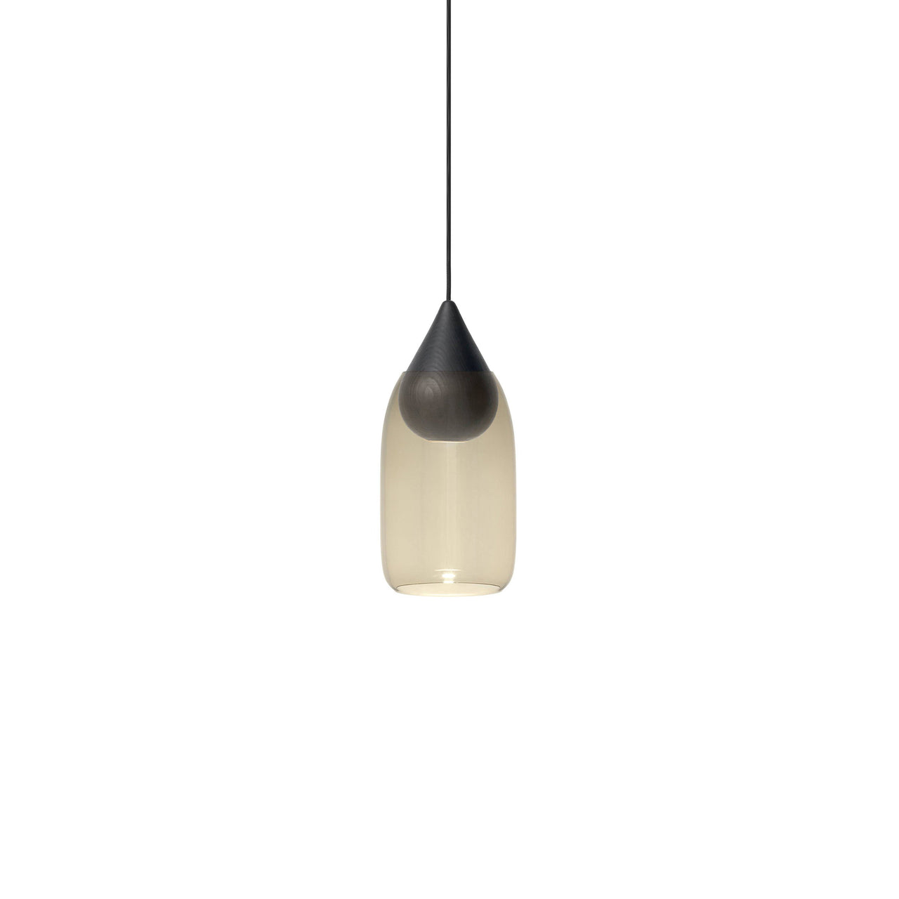 Liuku Pendant Drop Light: Smoked + Black Stained Lacquered