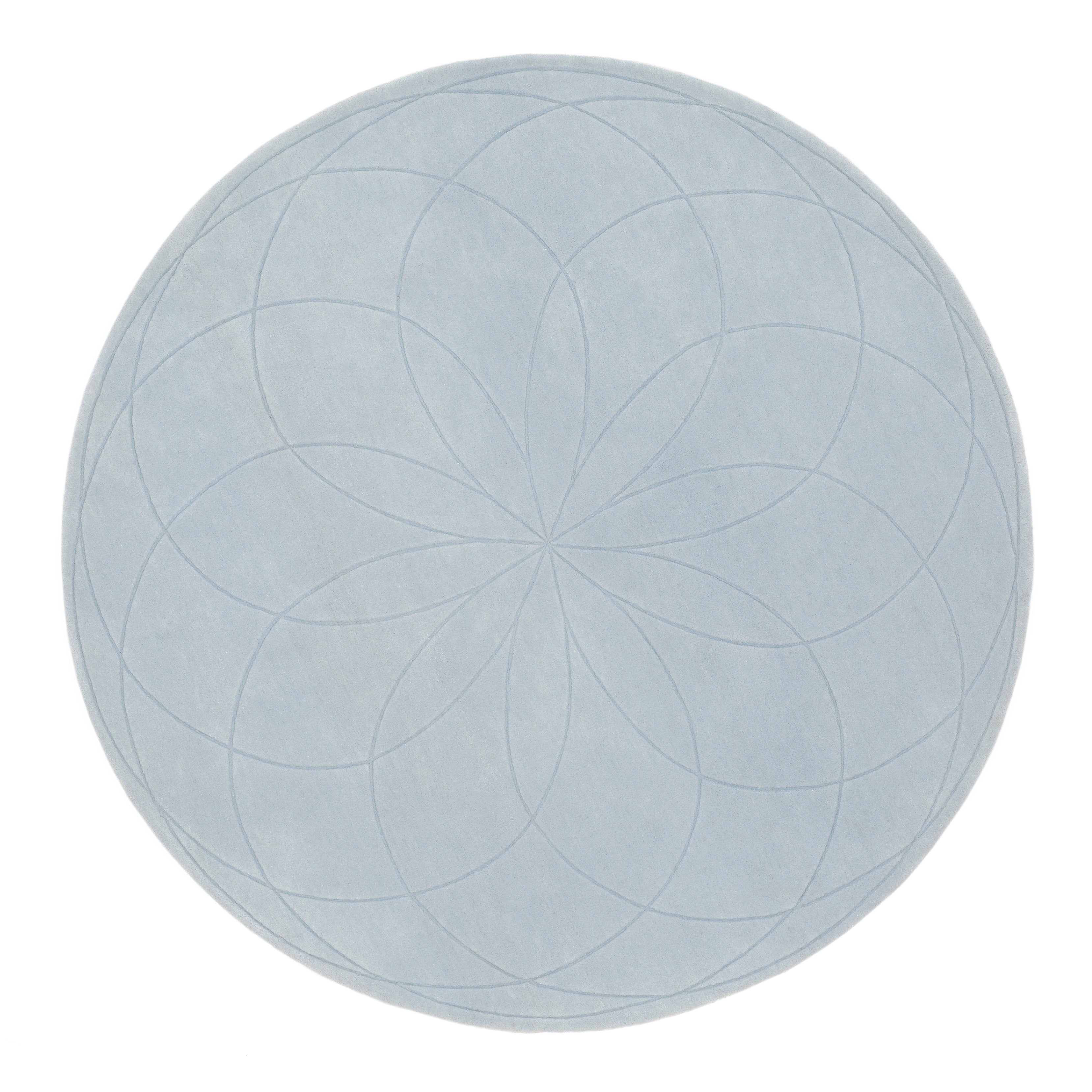 Lotus Round Rug: Large + Light Blue