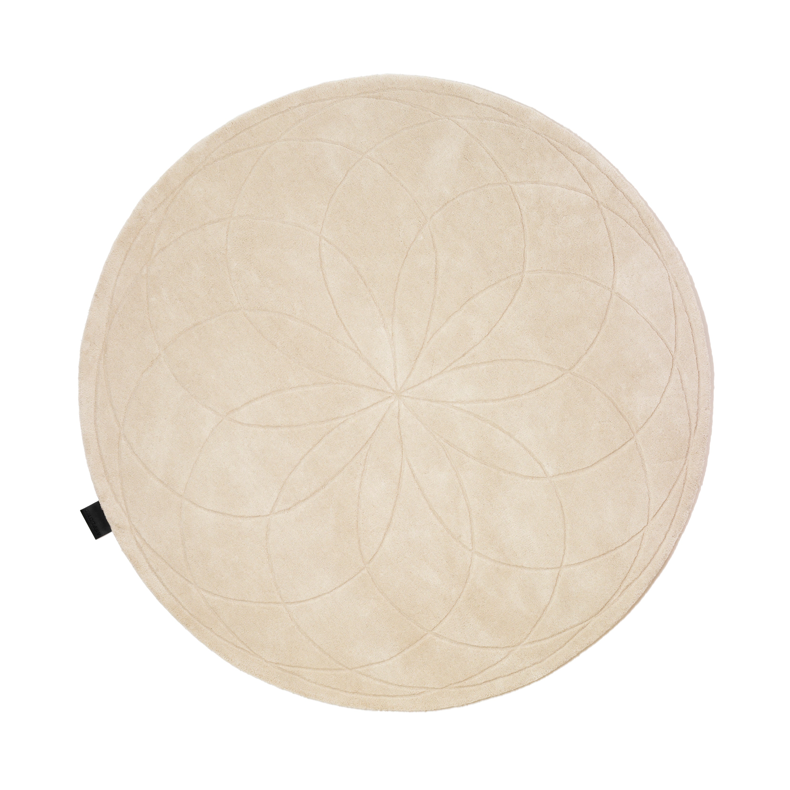 Lotus Round Rug: Small + Light Beige