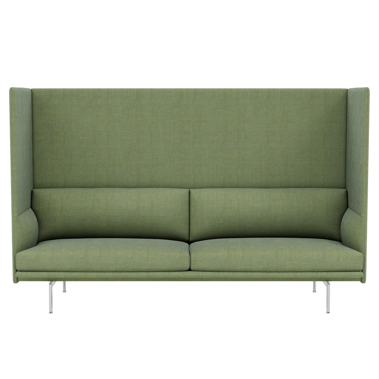 Outline Highback 3-Seater Sofa: Large + Low + Polished Aluminum