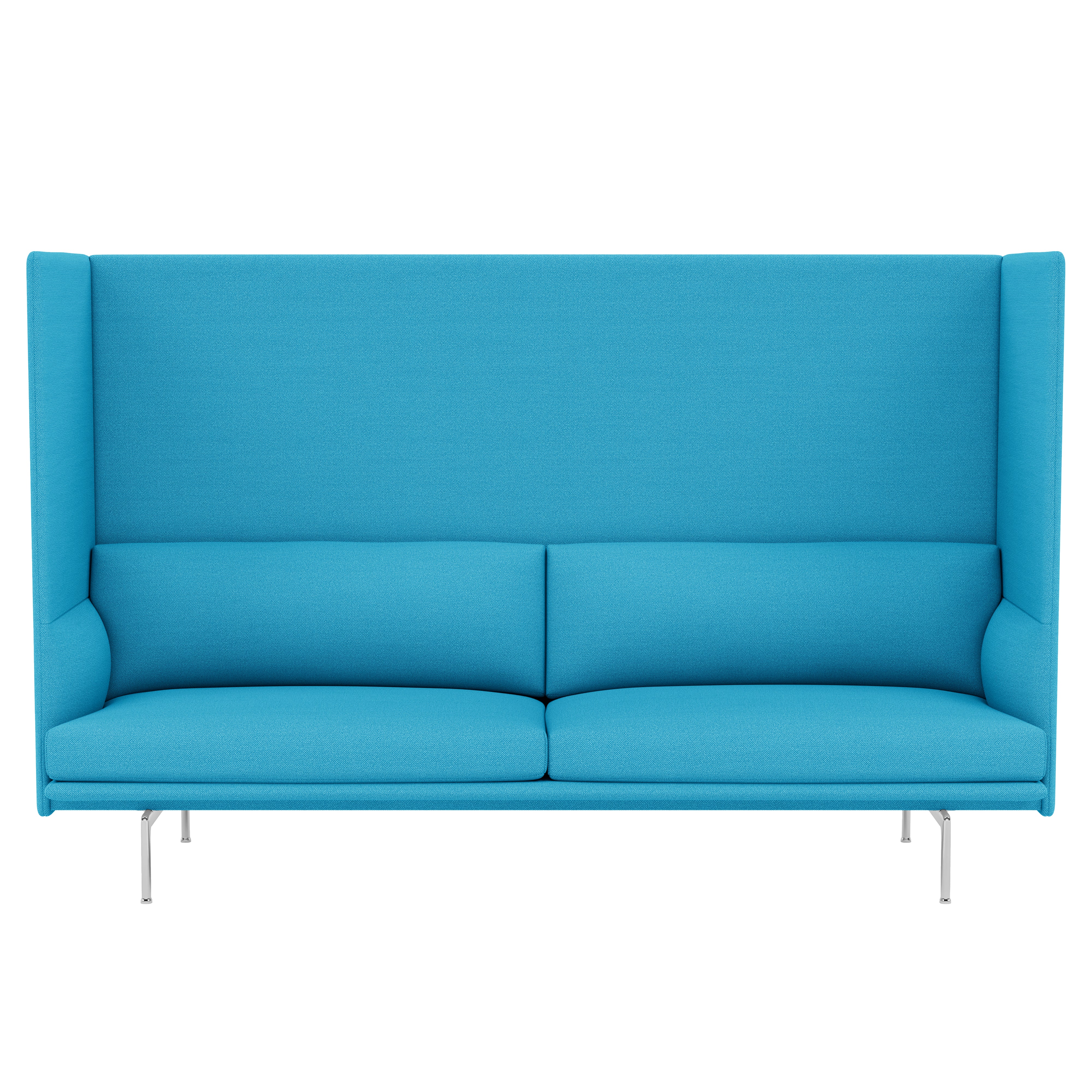 Outline Highback 3-Seater Sofa: Large + Low + Polished Aluminum