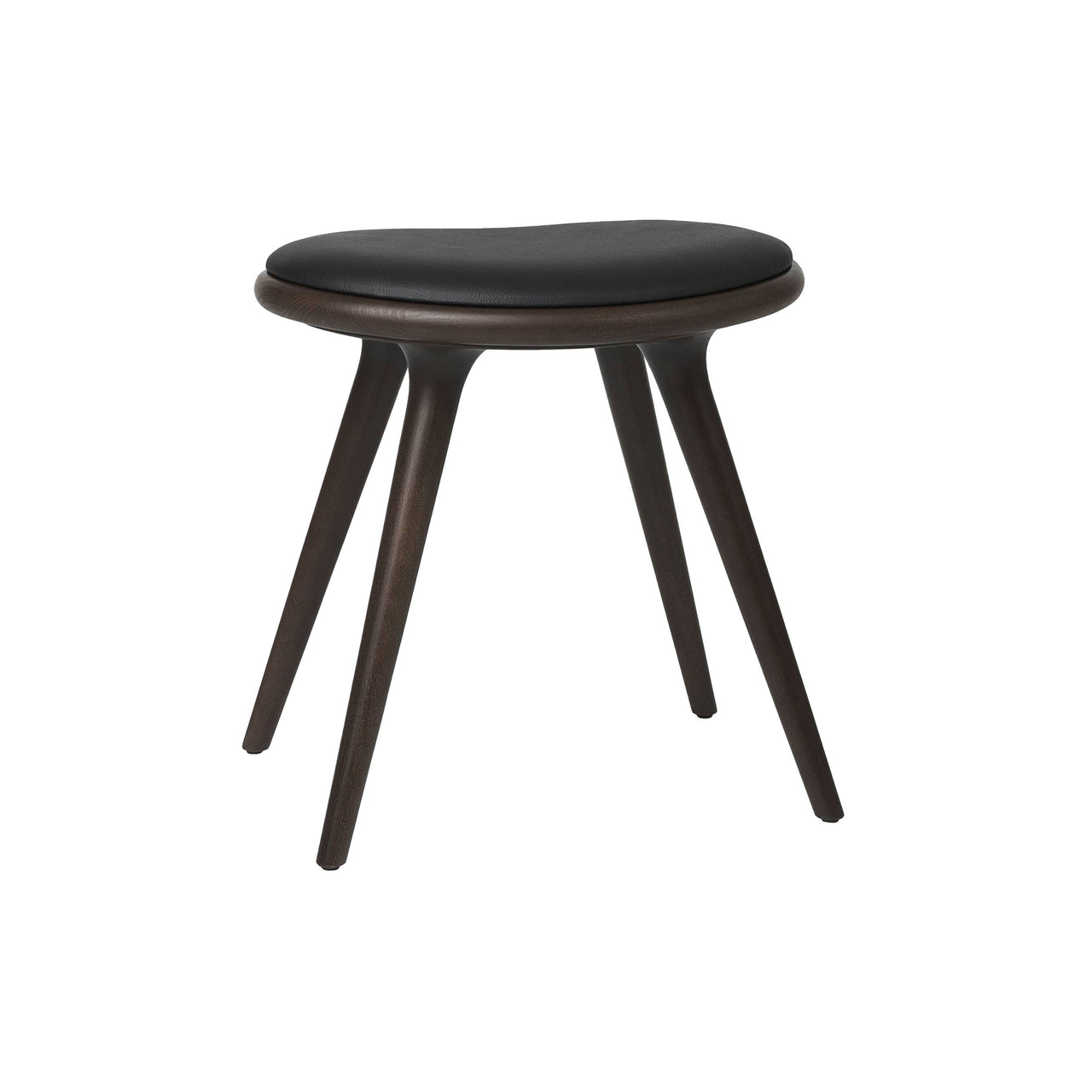 Low Stool: Dark Stained Beech + Black Leather