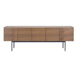 Luc Sideboard 200 with Doors: Stone Top + Black Walnut Oak + Char Grey