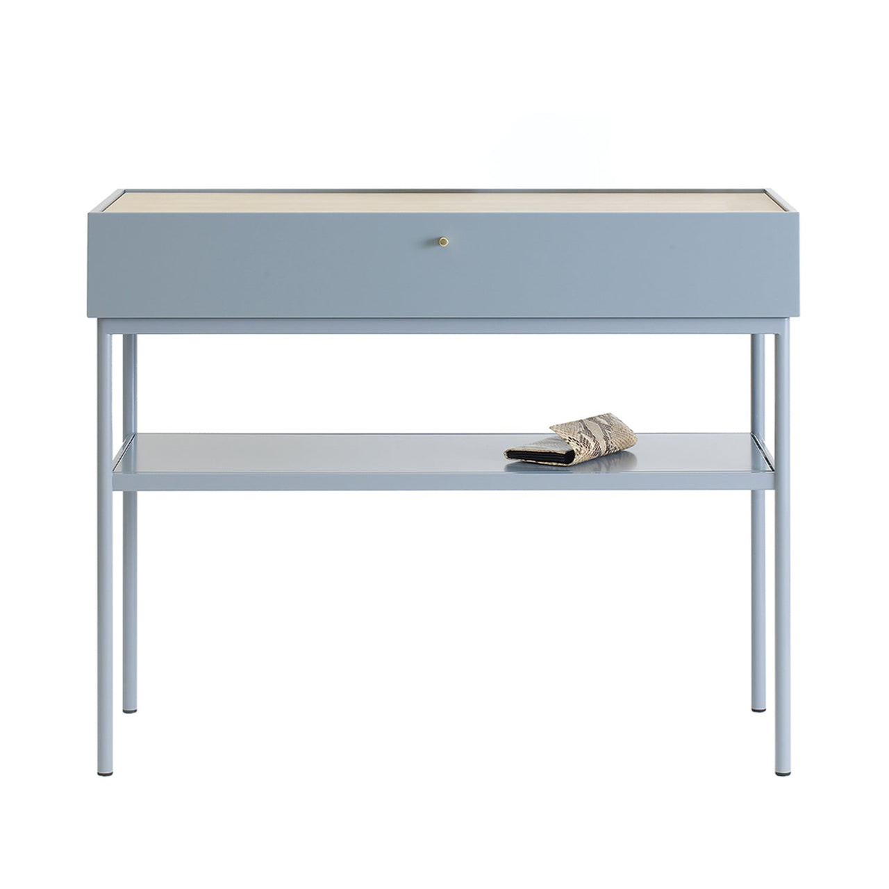 Luc Console 100: White Stained Oak + Nordic Blue