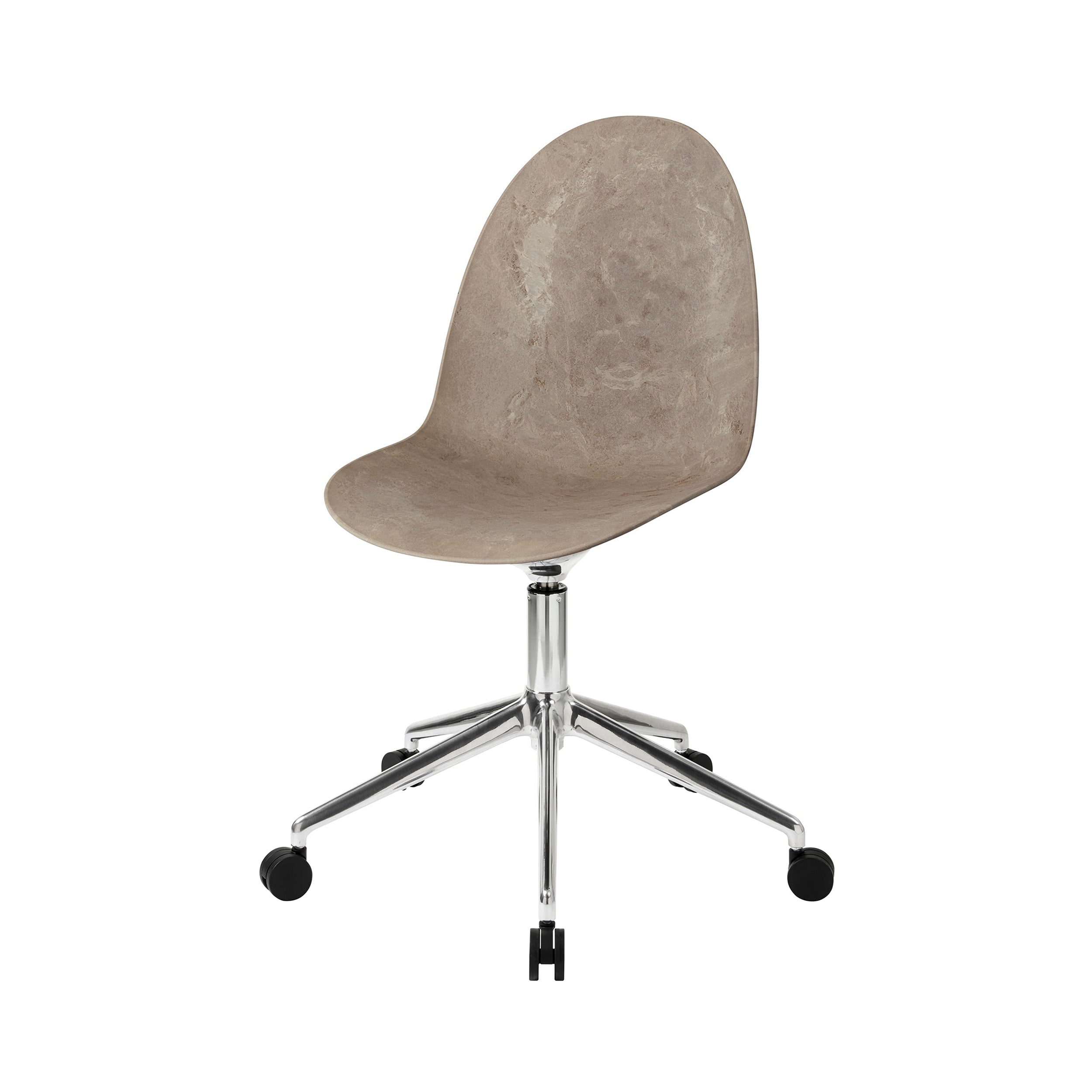 Eternity Swivel Chair with Castor: Coffee Waste Light + Polished Aluminum