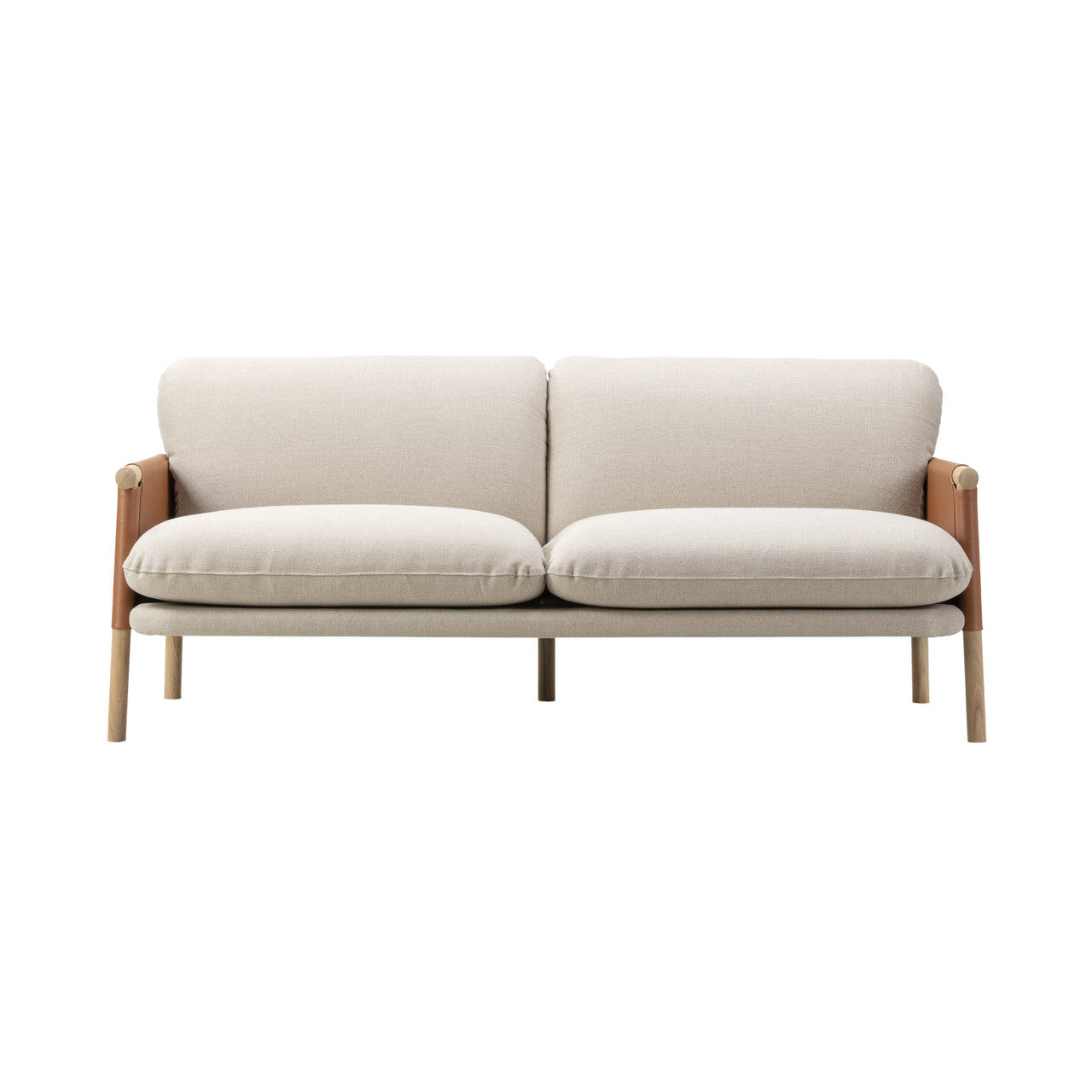 Savannah Sofa: 2 Seater + Light Oiled Oak + Cognac