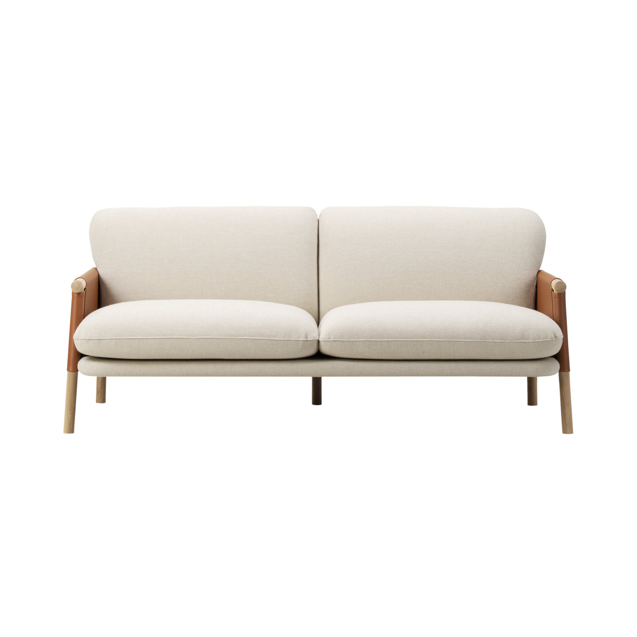 Savannah Sofa: 2 Seater + Light Oiled Oak + Cognac