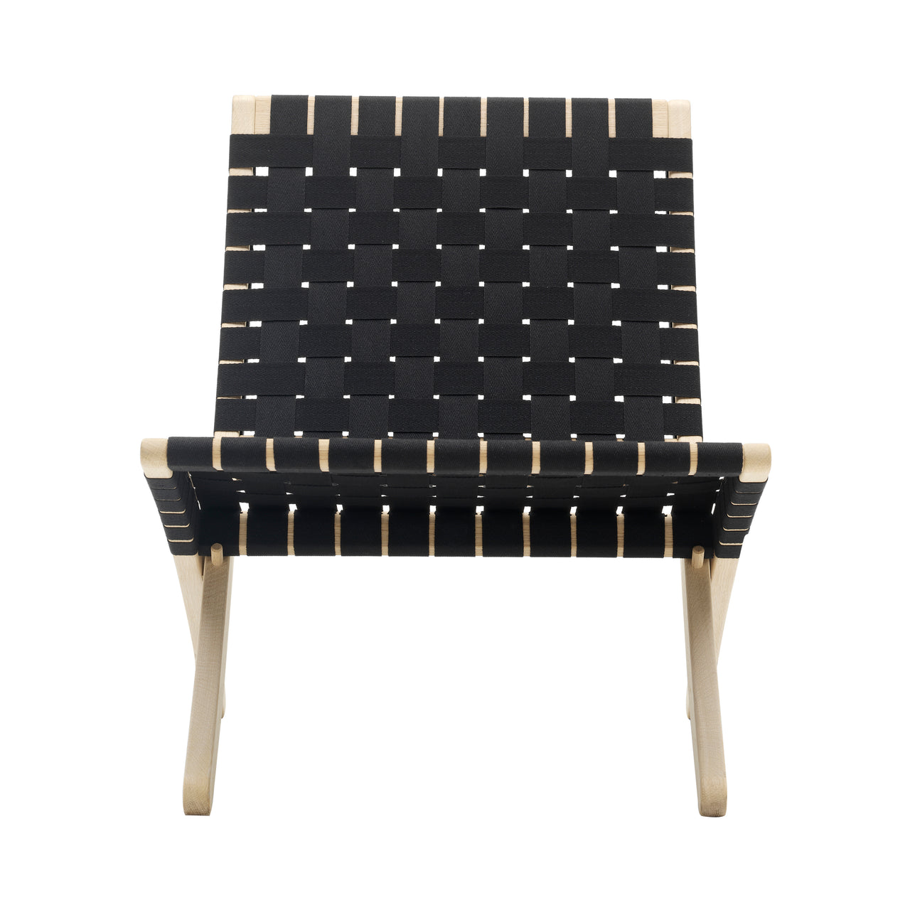 MG501 Outdoor Cuba Chair: Cotton Webbing + Black + Soaped Oak