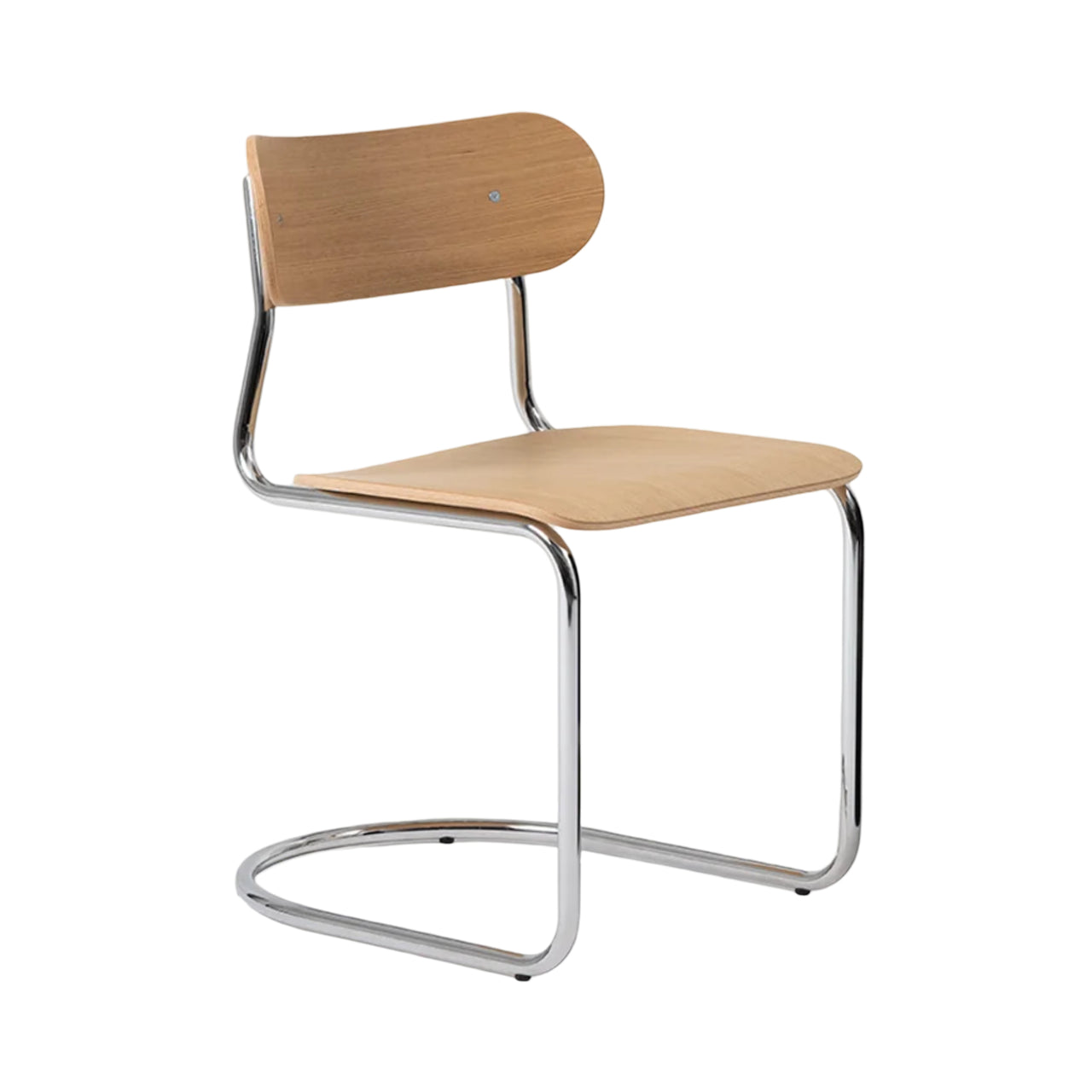 Archer Cantilever Chair: Chrome + Oak