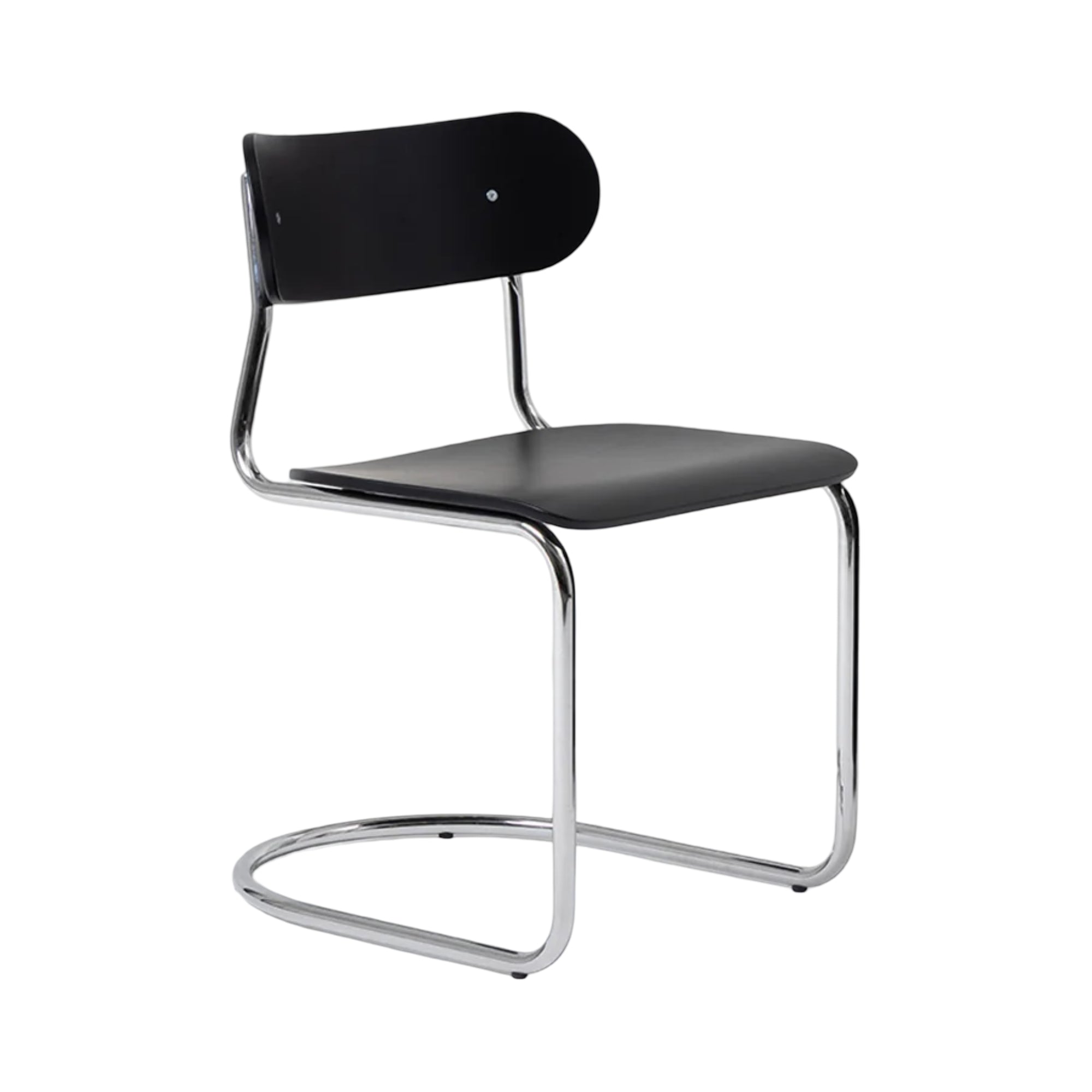 Archer Cantilever Chair: Chrome +  Black Stained Oak