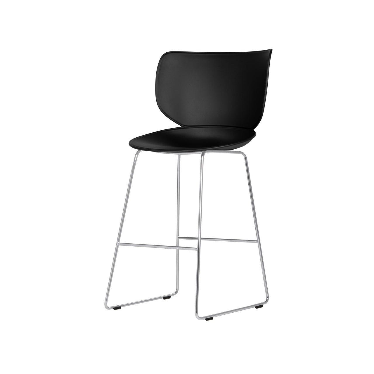 Hana Bar + Counter Stool: Set of 2 + Counter + Chrome + Black