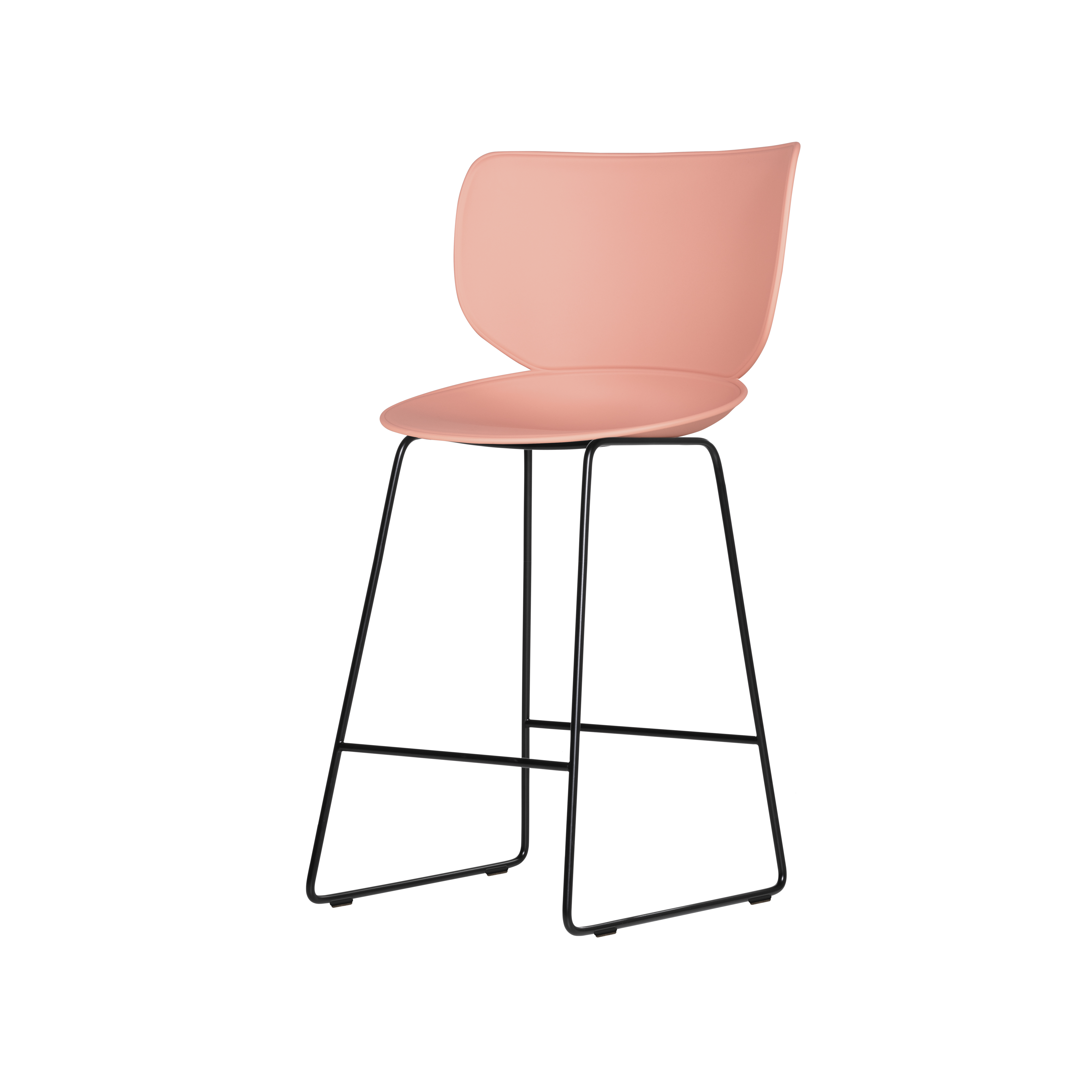 Hana Bar + Counter Stool: Set of 2 + Counter + Black + Dusty Pink