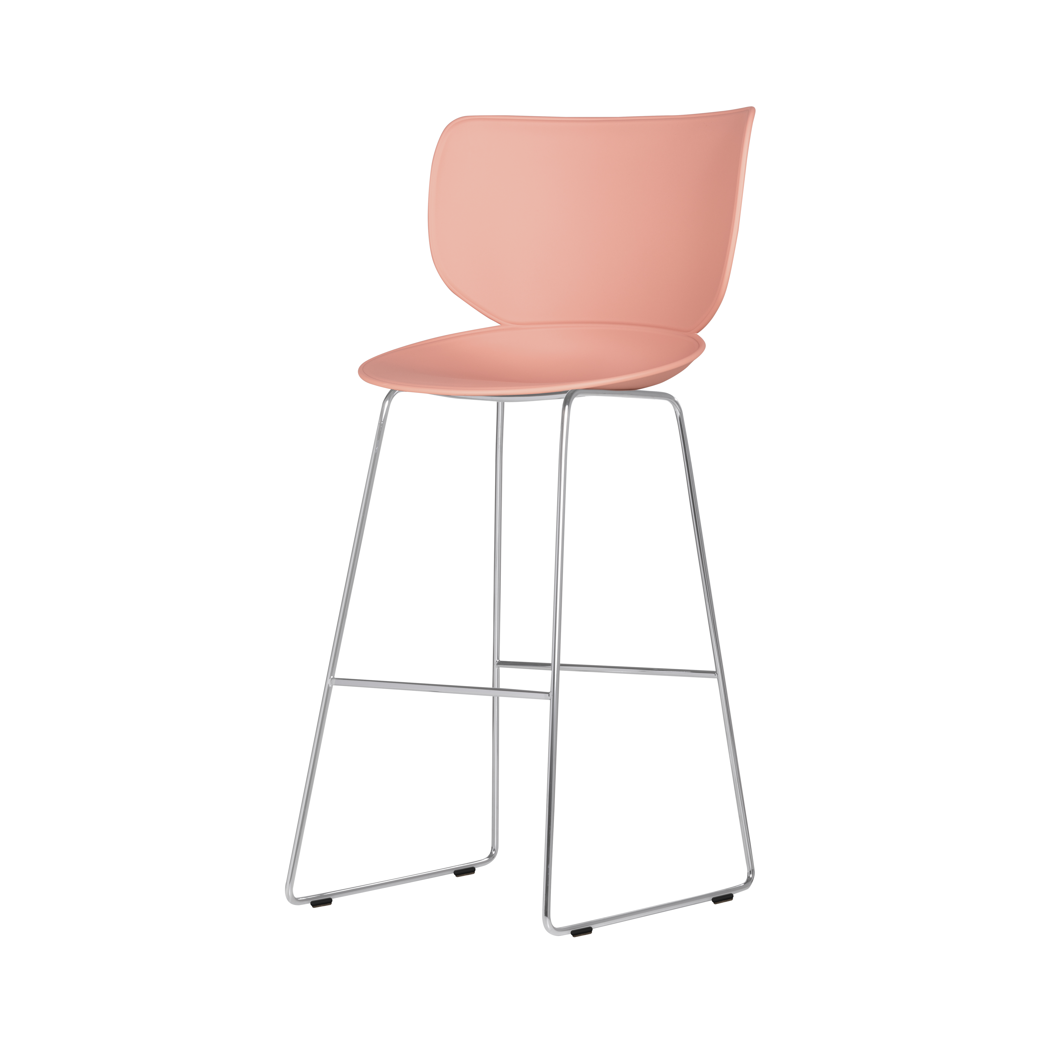 Hana Bar + Counter Stool: Set of 2 + Bar + Chrome +  Dusty Pink