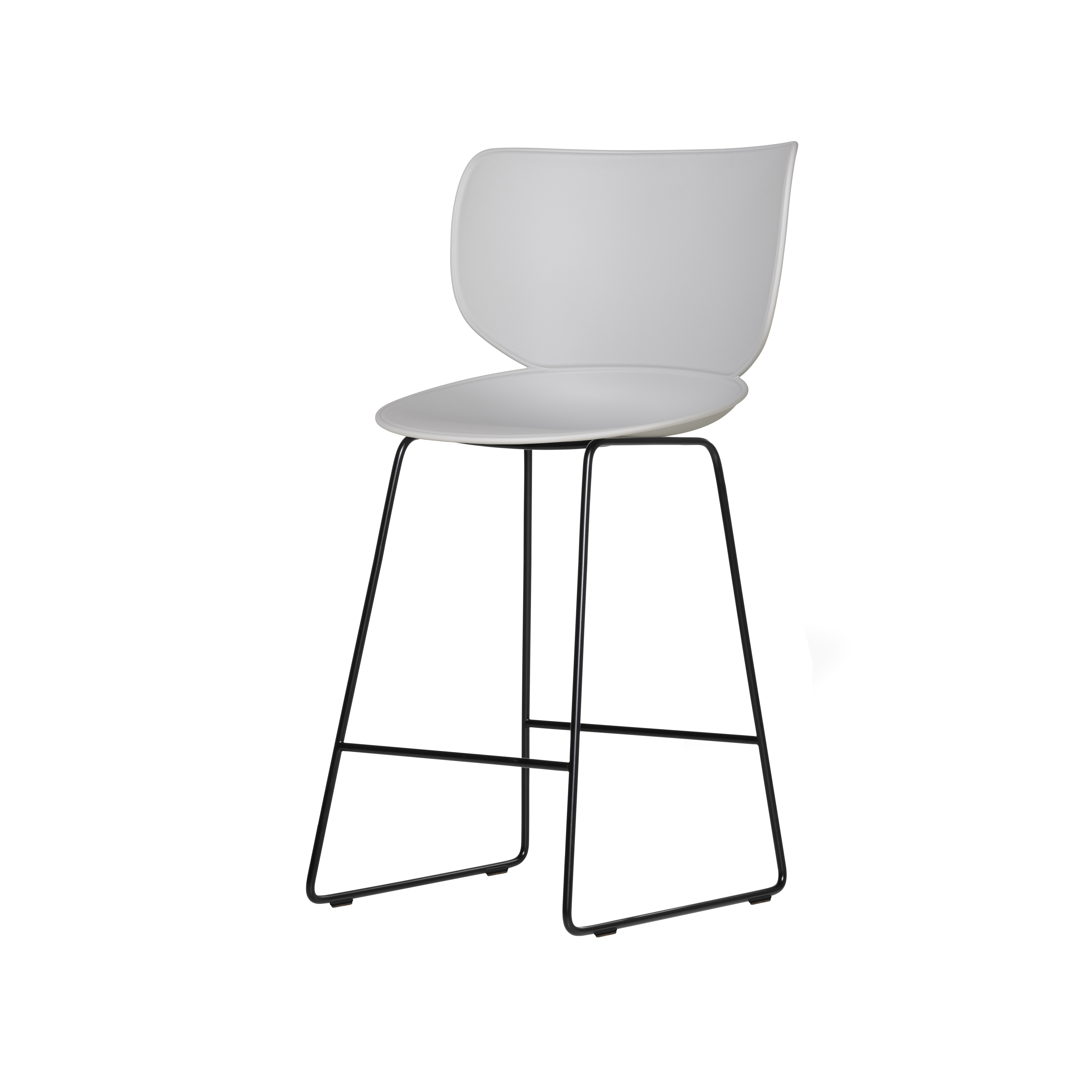 Hana Bar + Counter Stool: Set of 2 + Counter + Black + Concrete Grey