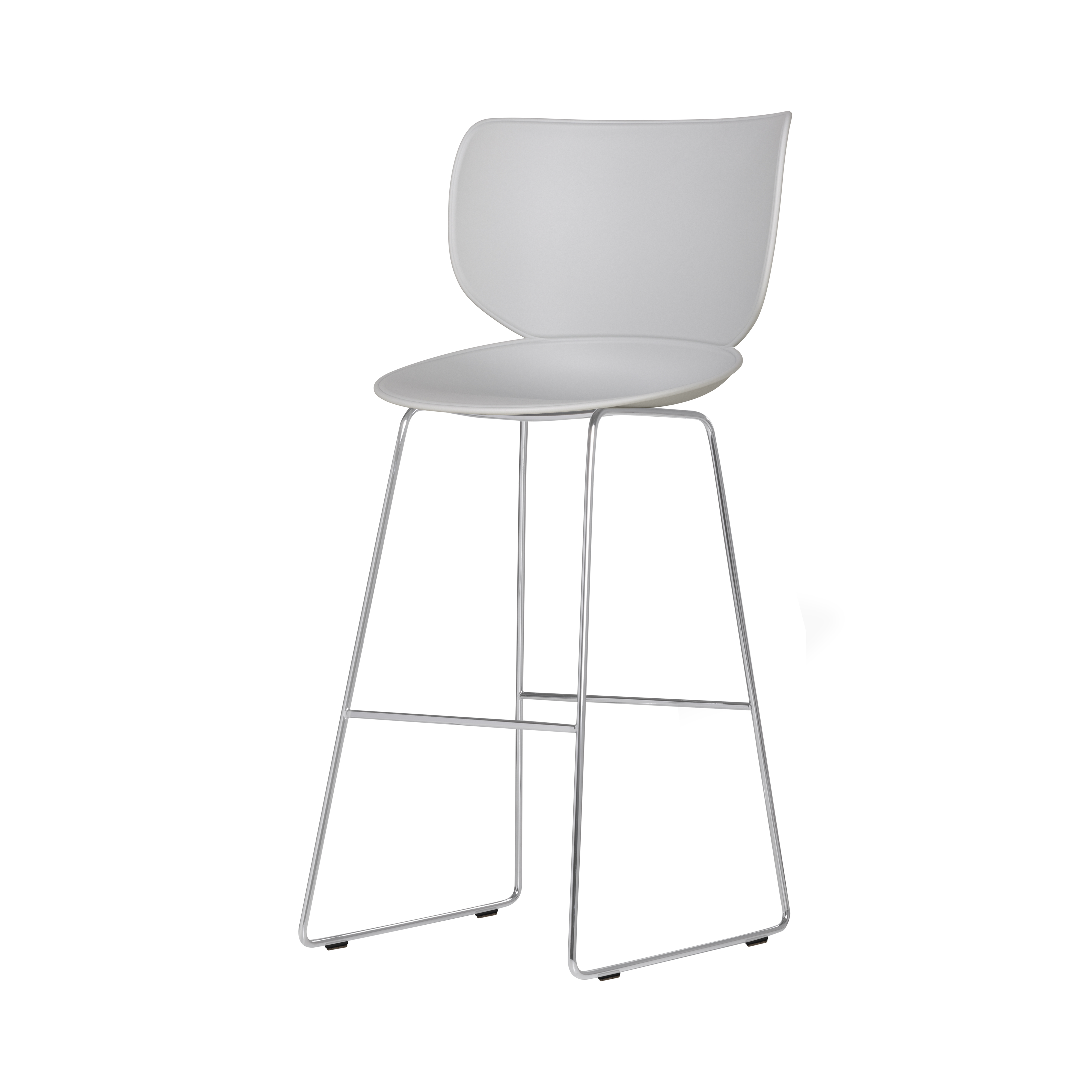 Hana Bar + Counter Stool: Set of 2 + Bar + Chrome + Concrete Grey