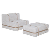 Haybale Lounge Chair with Footstool: Boucle Ivory