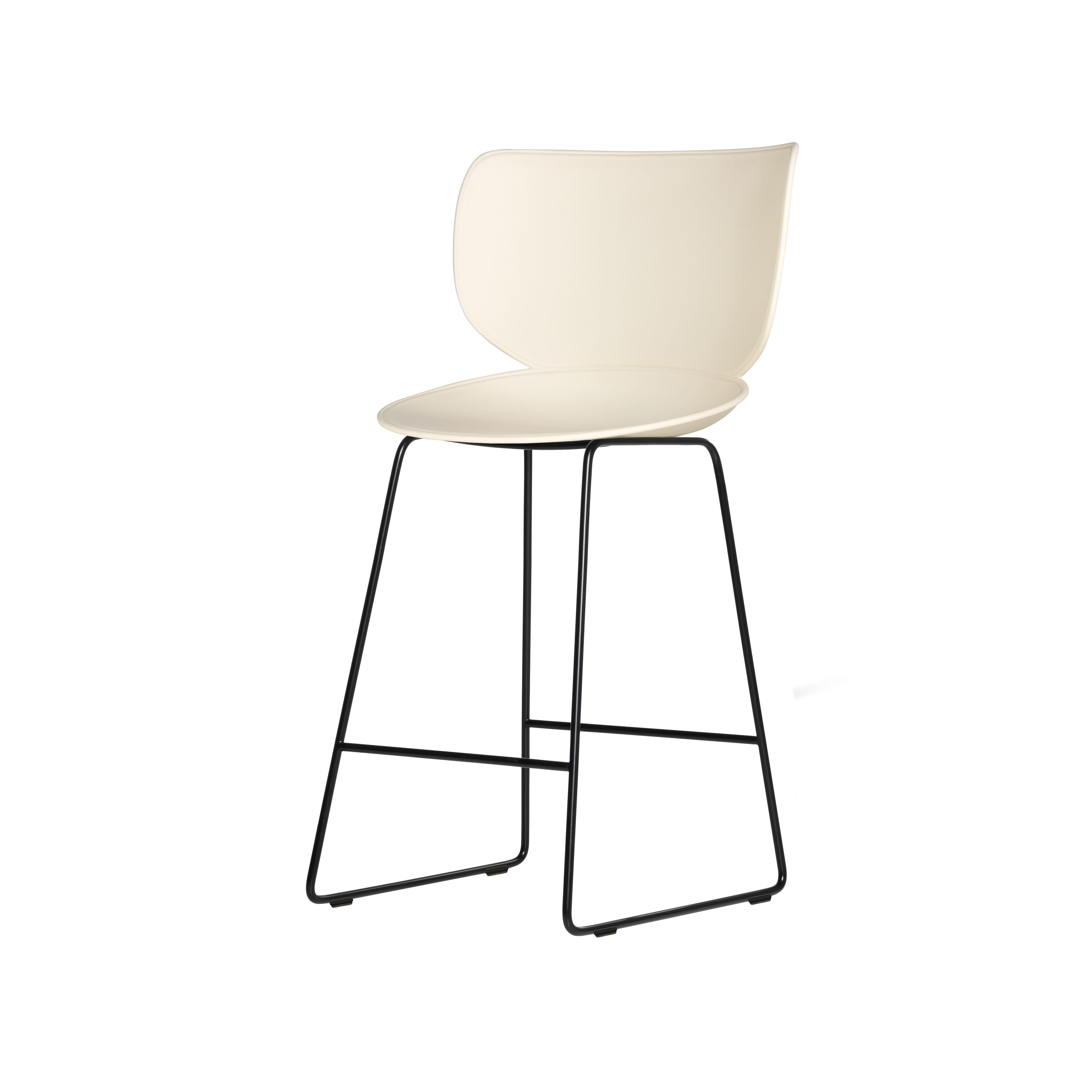 Hana Bar + Counter Stool: Set of 2 + Counter + Black + Oyster White