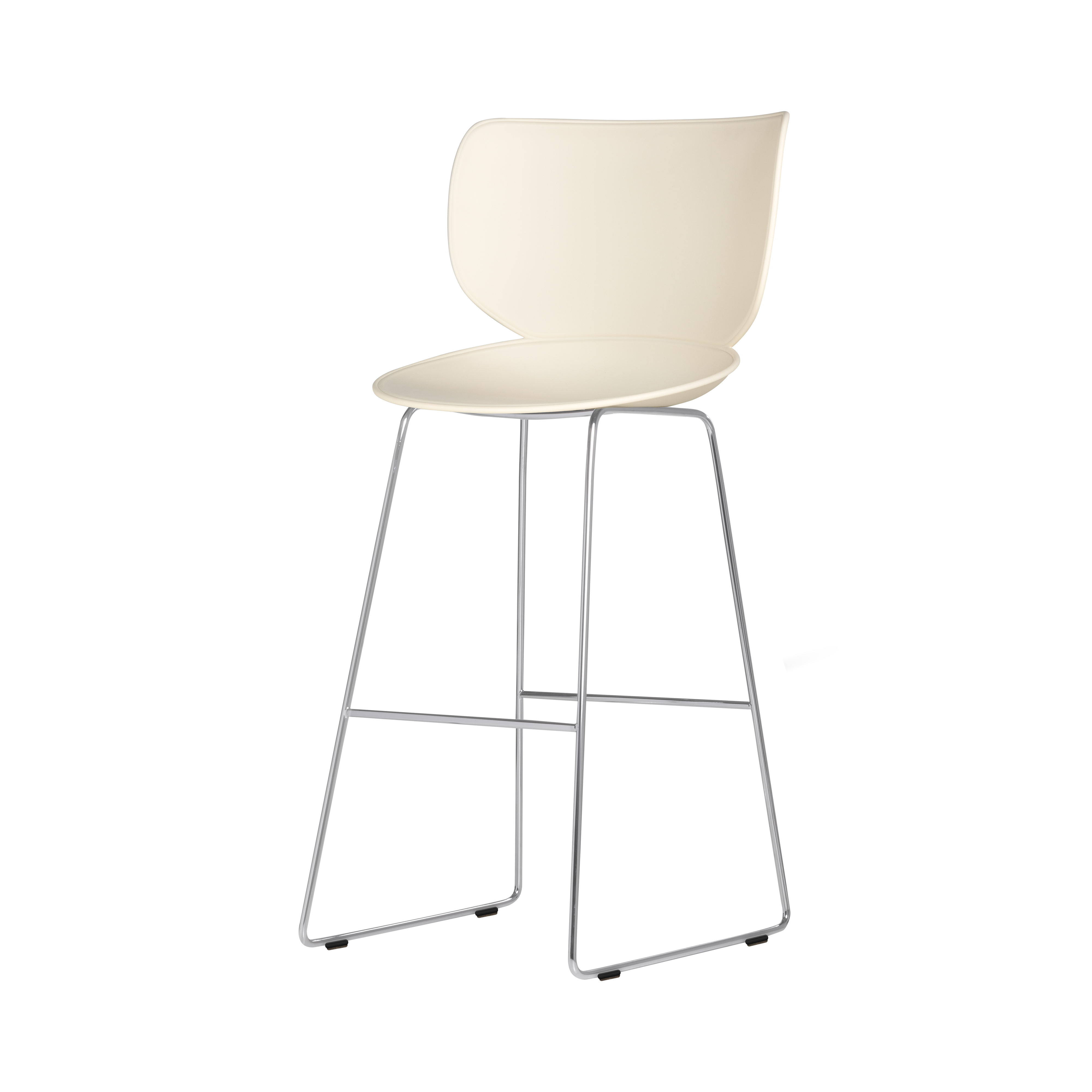 Hana Bar + Counter Stool: Set of 2 + Bar + Chrome + Oyster White