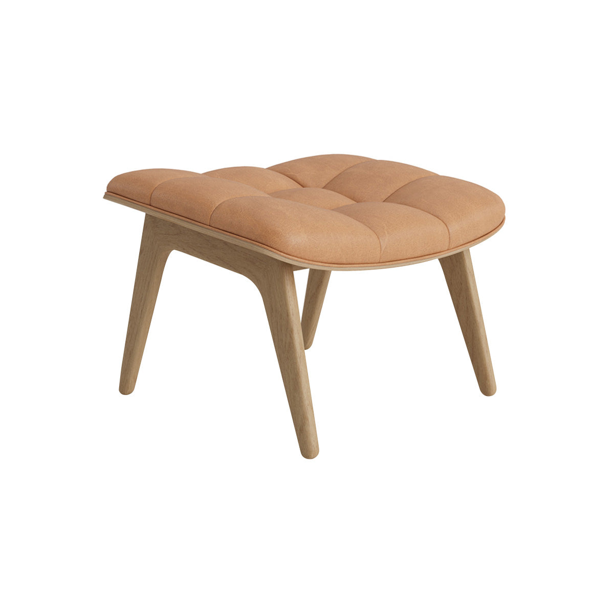 Mammoth Ottoman: Front Upholstered + Natural Oak