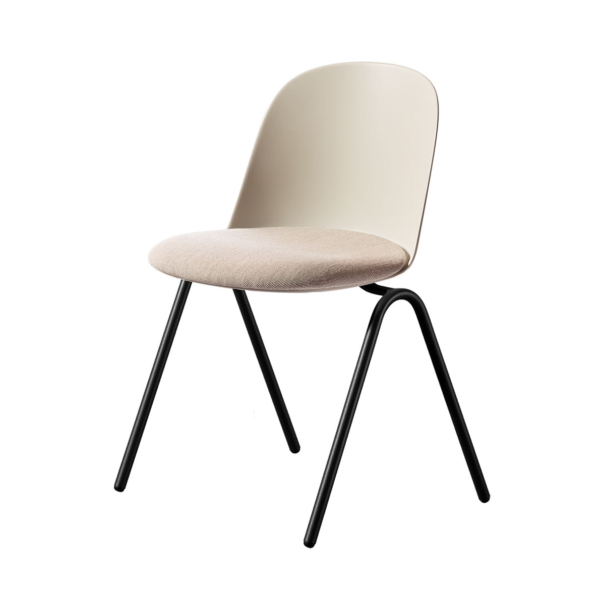 Mariolina Stacking Conference Chair: Seat Upholstered - Set of 2 + Lacquered Silk Grey + Lacquered Black