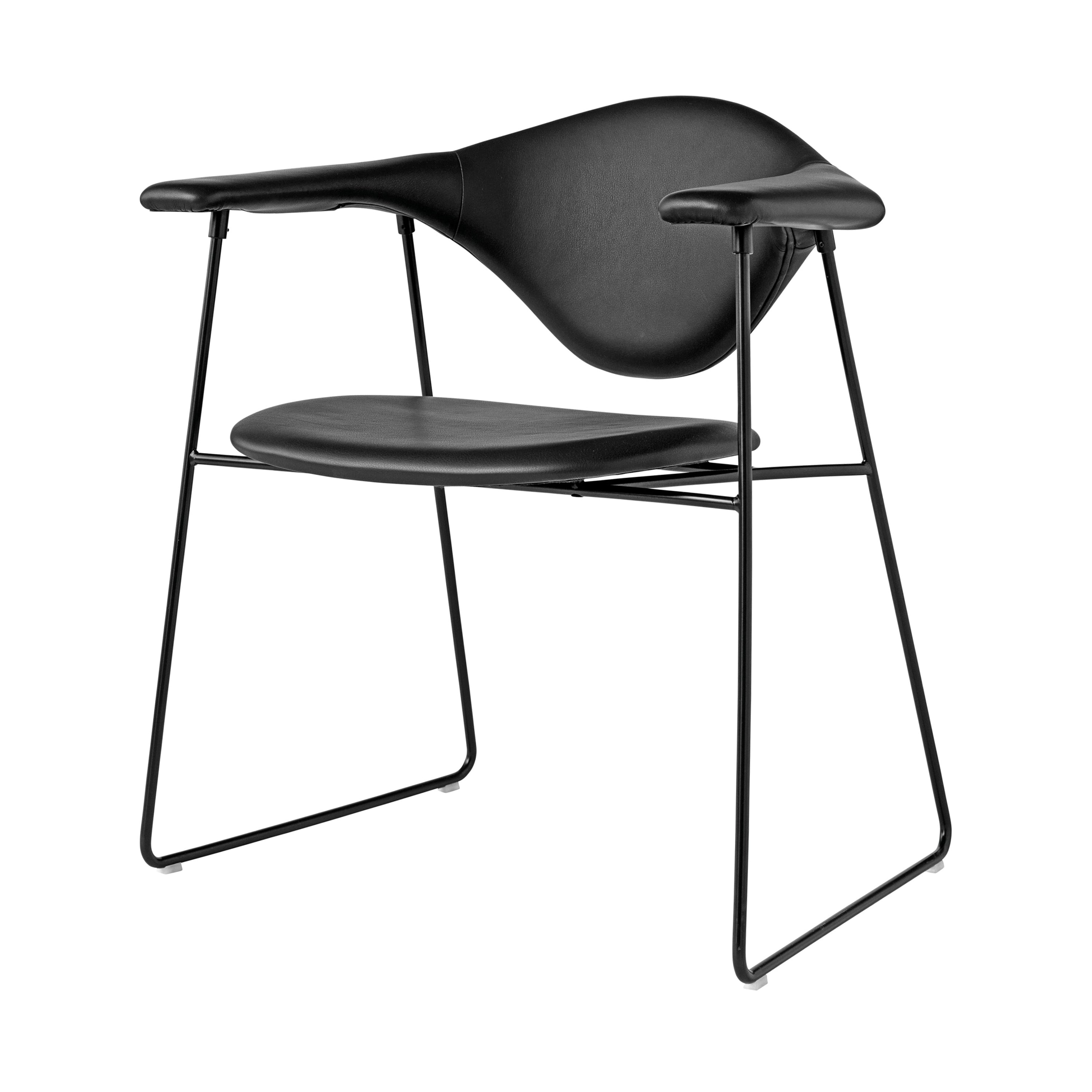 Masculo Dining Chair: Sledge Base + Black Semi Matt