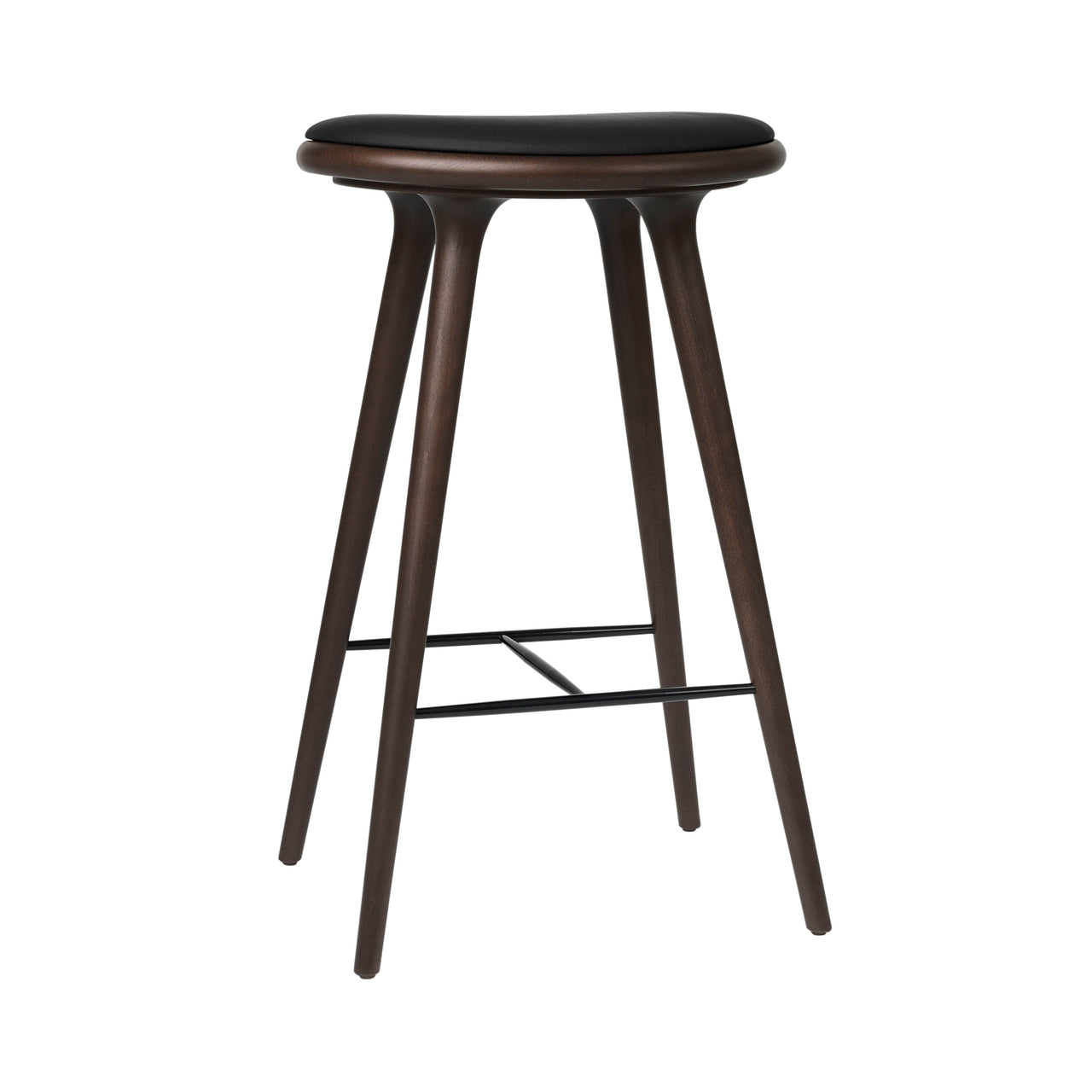 High Stool: Bar + Dark Stain Beech + Black Leather