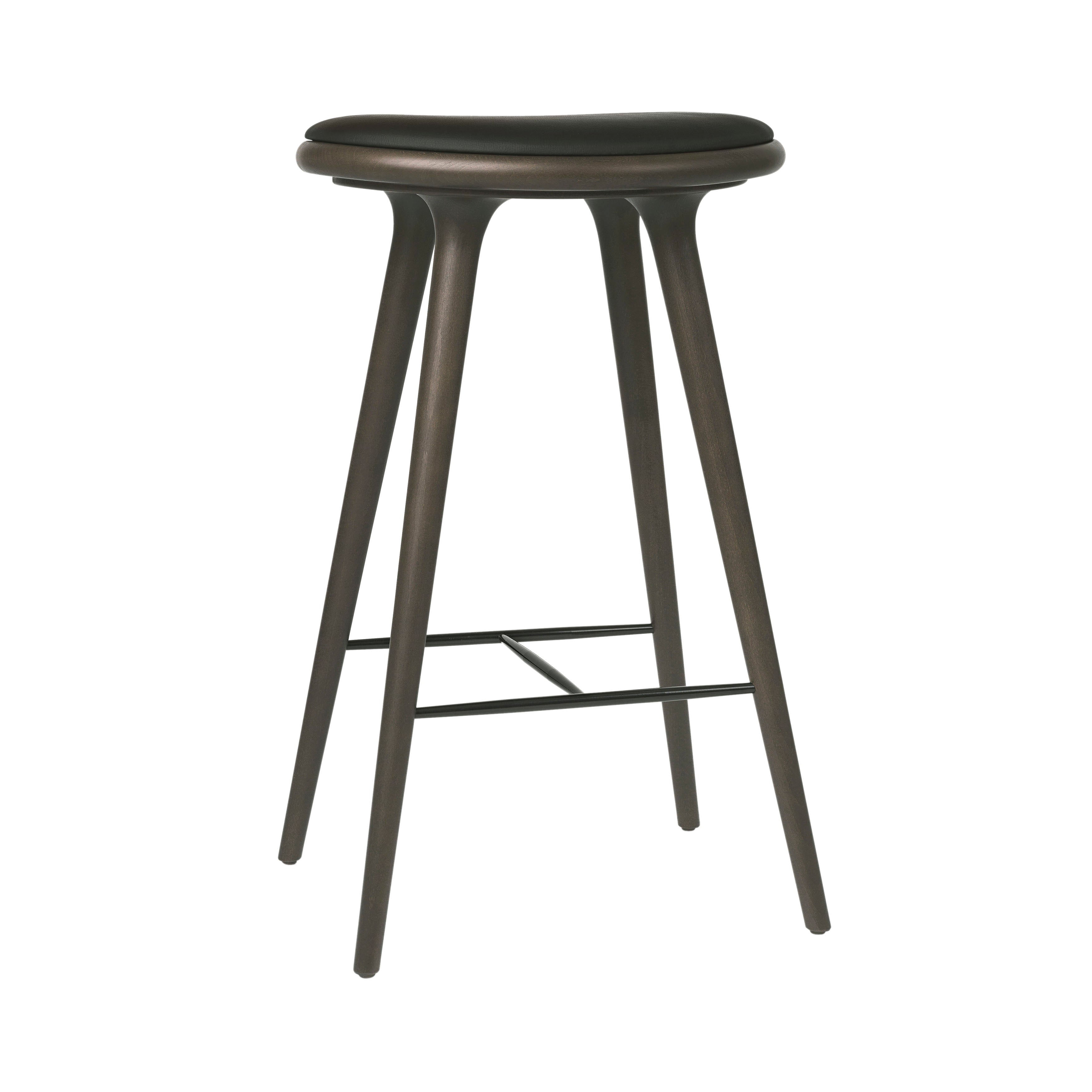 High Stool: Bar + Grey Stain Beech + Black Leather
