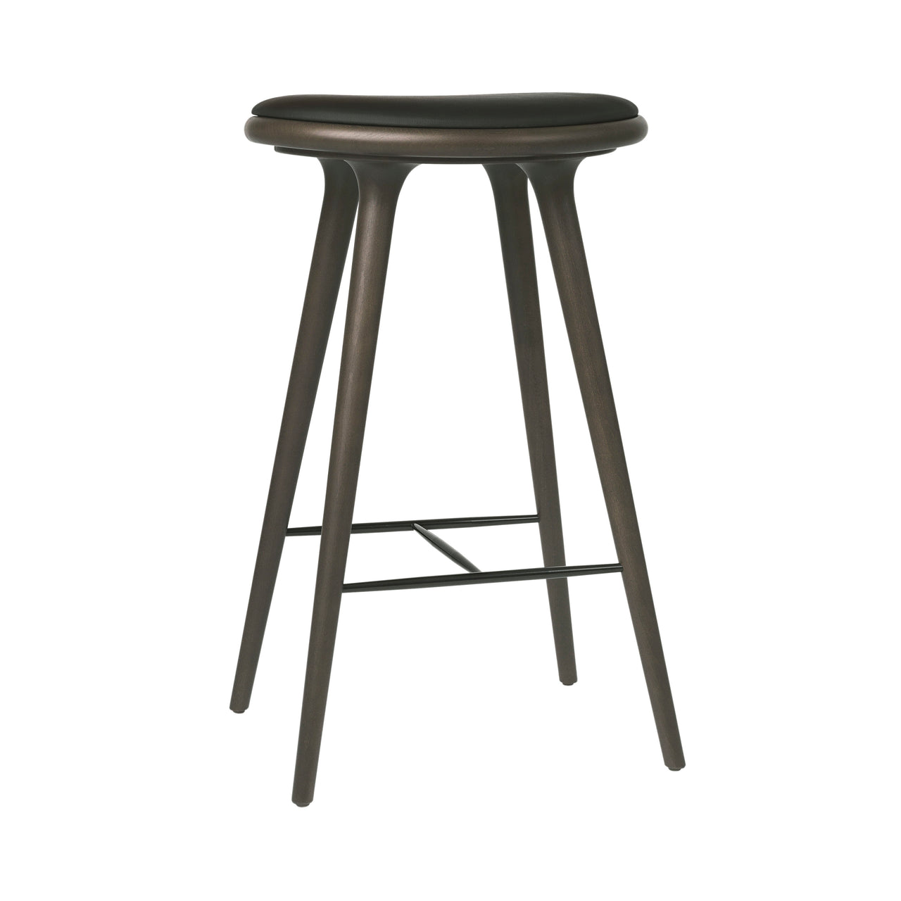 High Stool: Bar + Grey Stain Beech + Black Leather