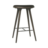 High Stool: Bar + Grey Stain Beech + Black Leather
