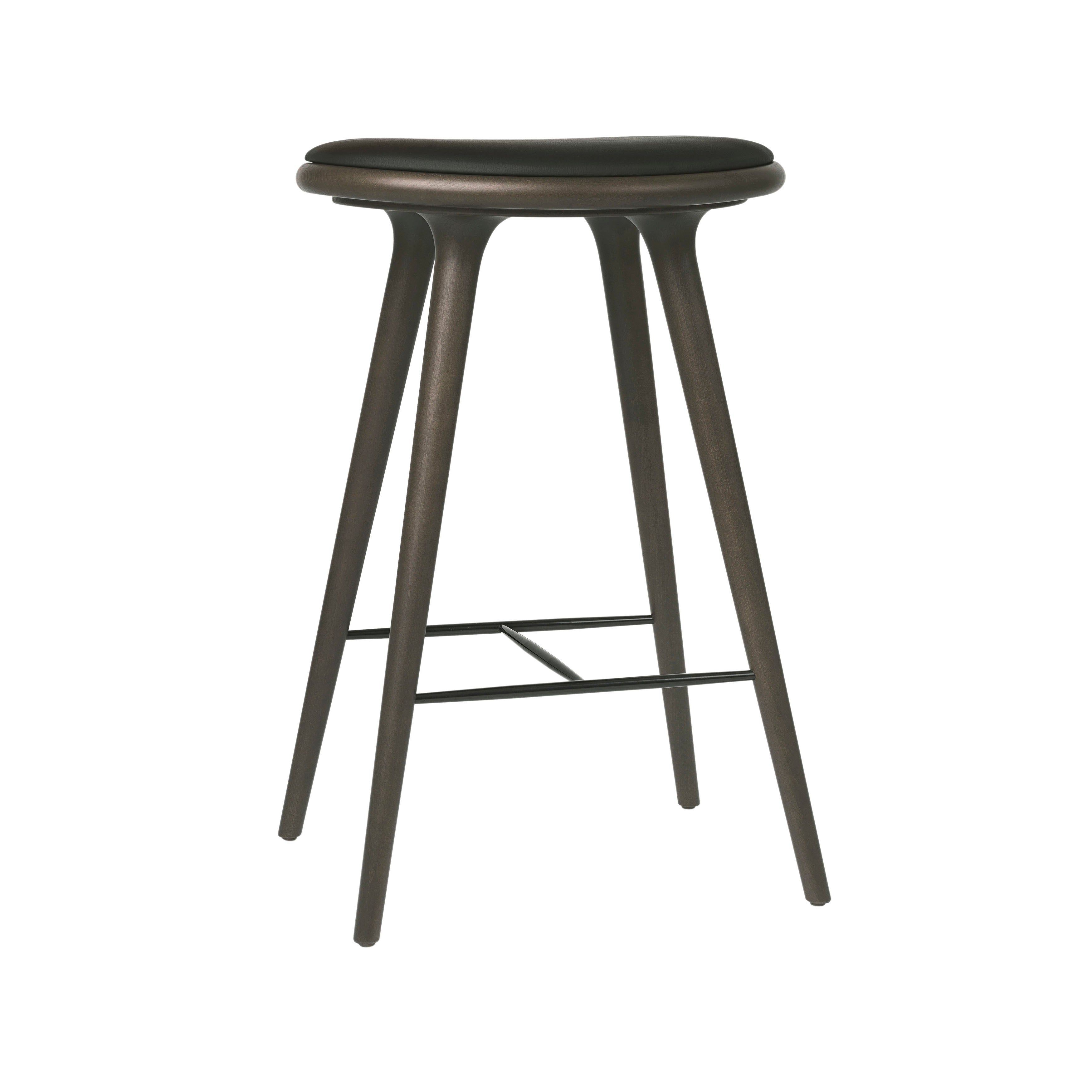 High Stool: Counter + Grey Stain Beech + Black Leather