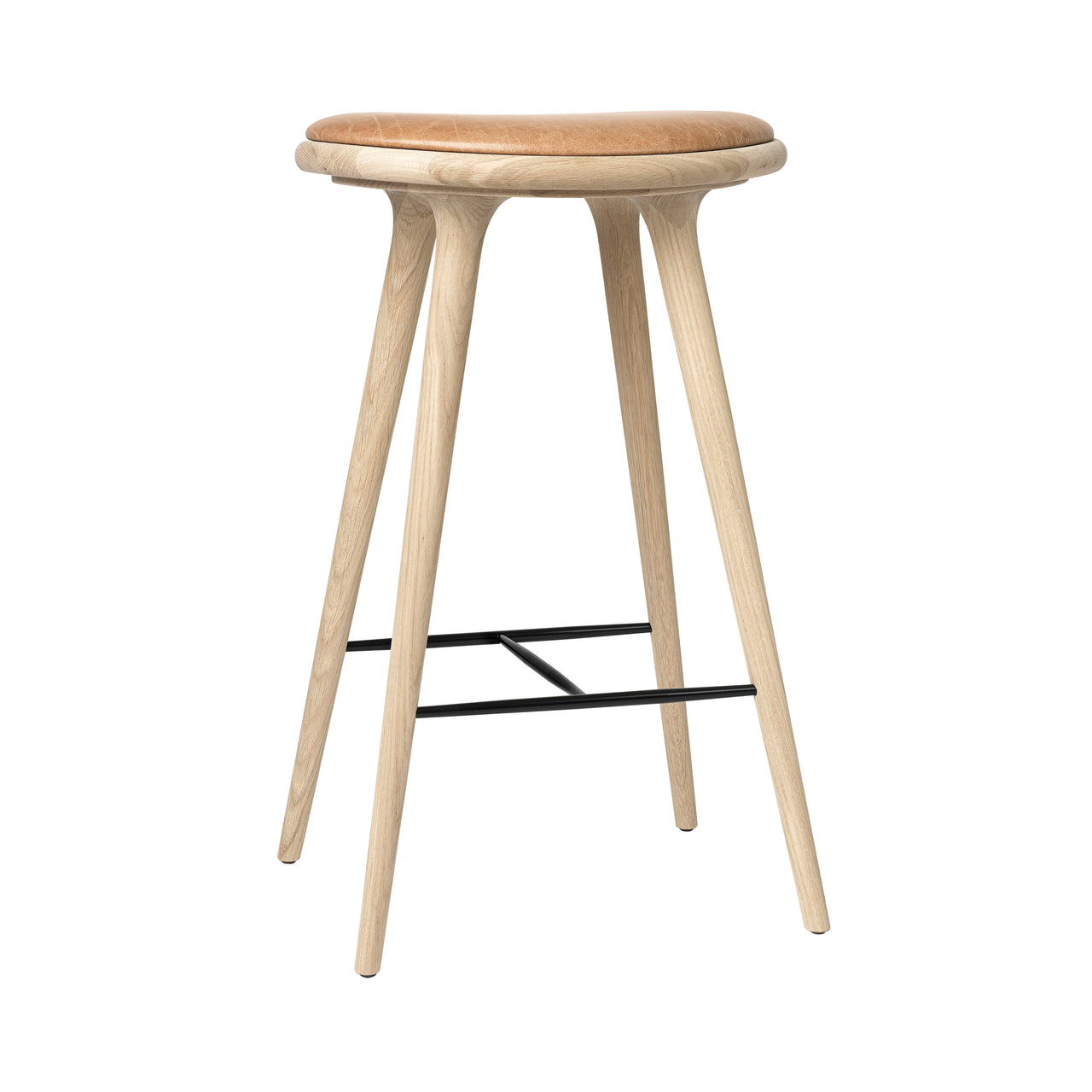 High Stool: Bar + Soaped Oak + Natural Tanned Leather